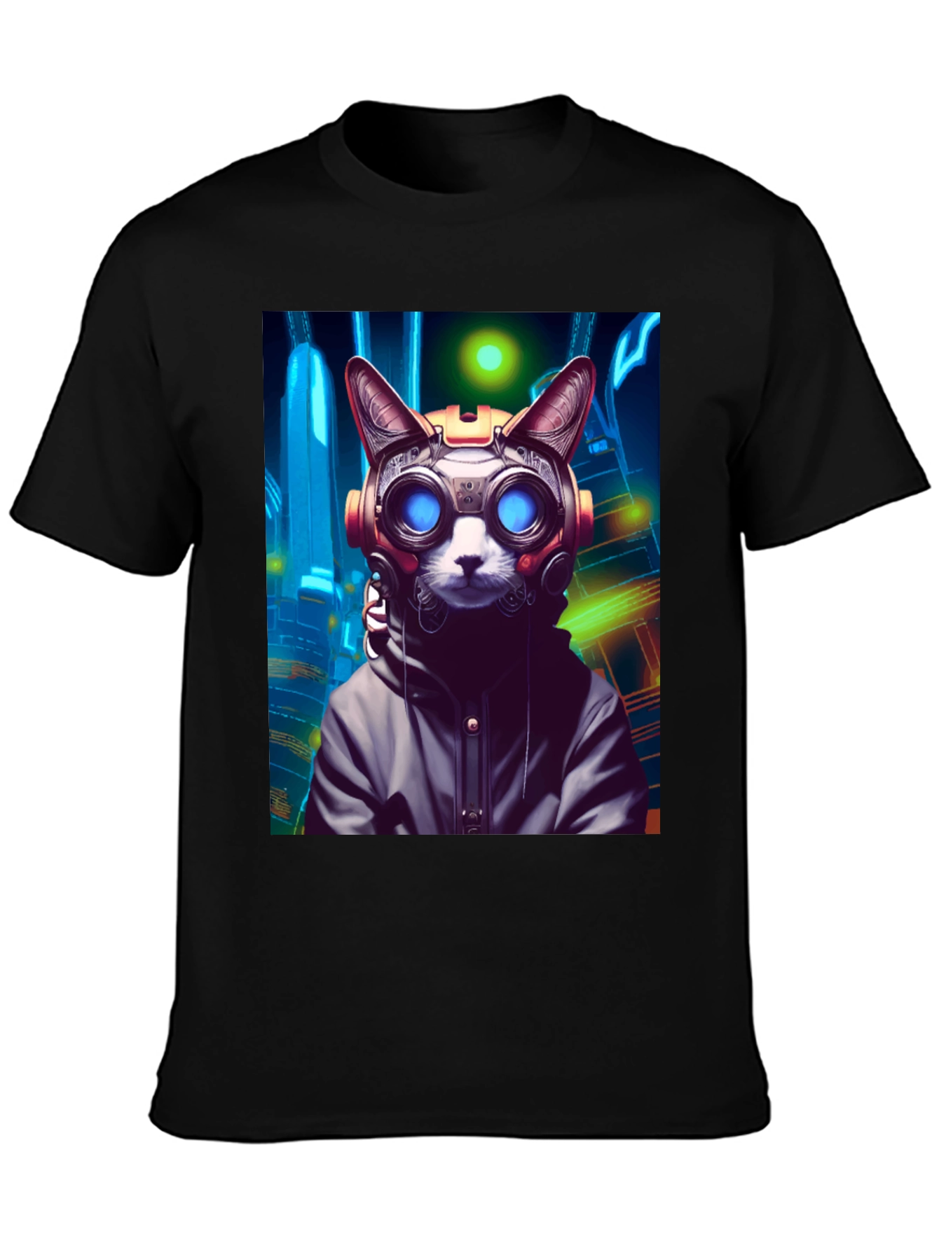 Cyberpunk Cat Graphic Tee - Unique Urban Style