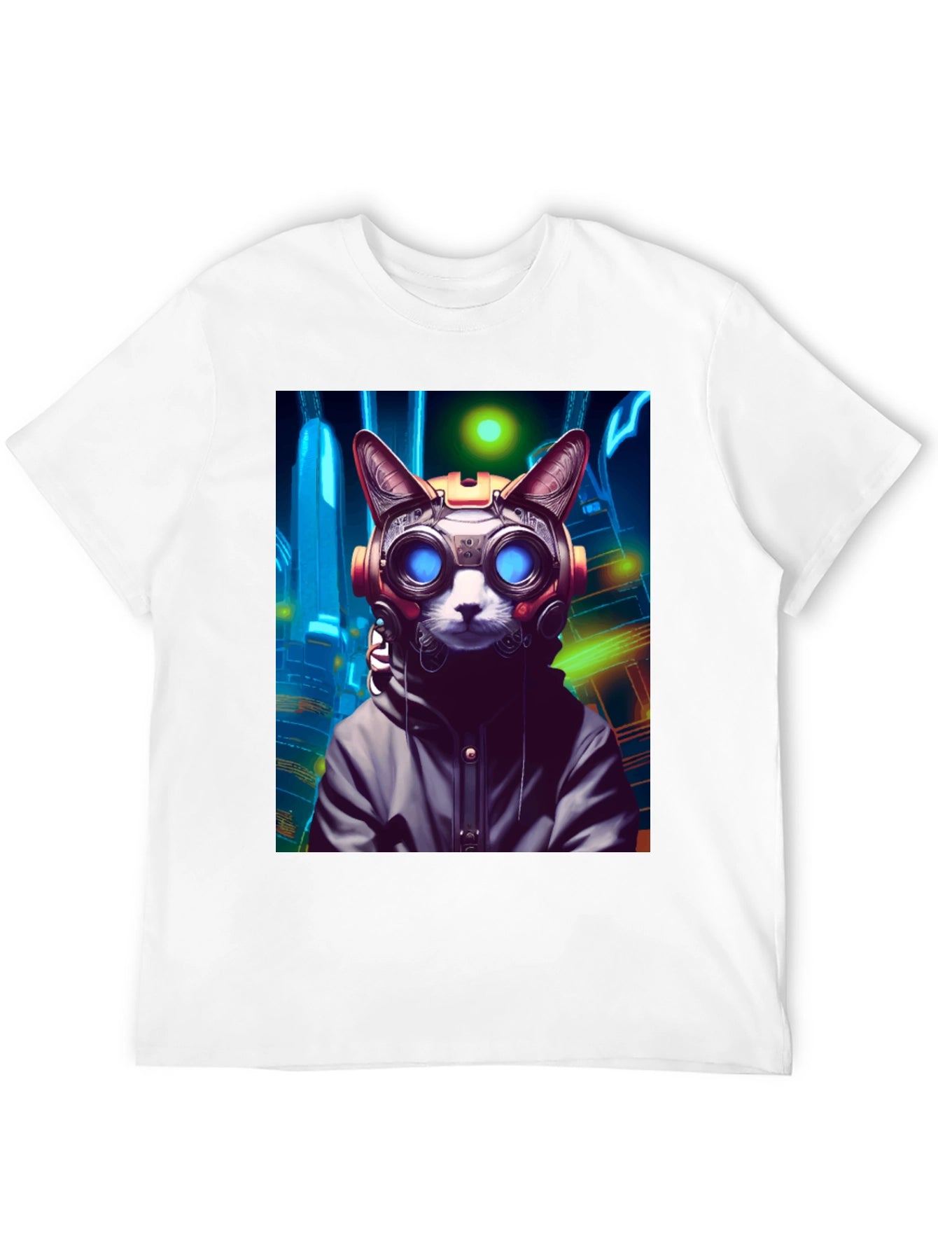 Cyberpunk Cat Graphic Tee - Unique Urban Style
