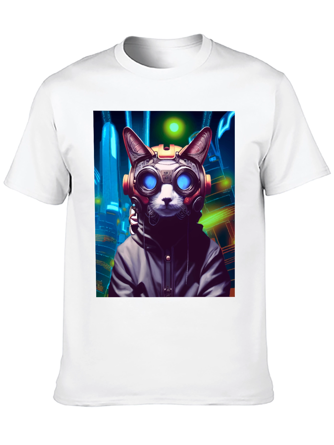 Cyberpunk Cat Graphic Tee - Unique Urban Style
