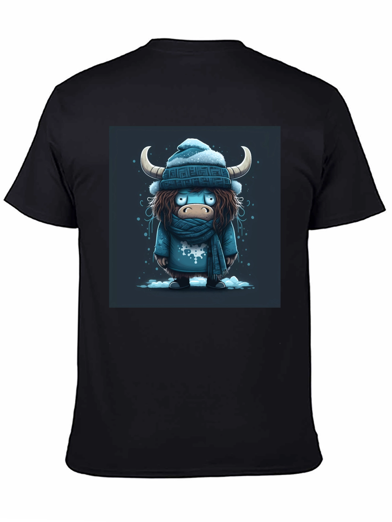 Winter Yak Graphic Tee - Black Cotton T-Shirt