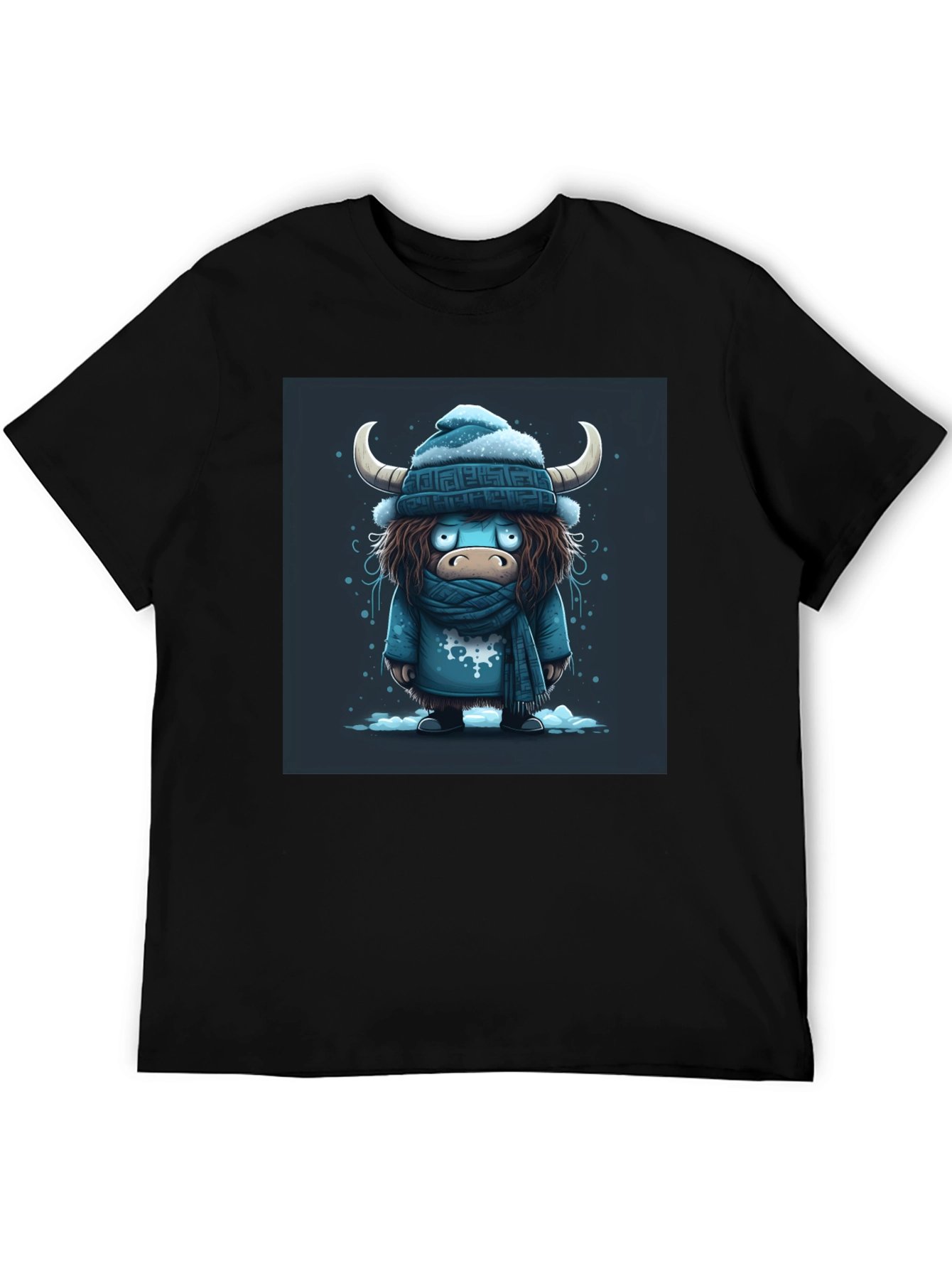 Winter Yak Graphic Tee - Black Cotton T-Shirt