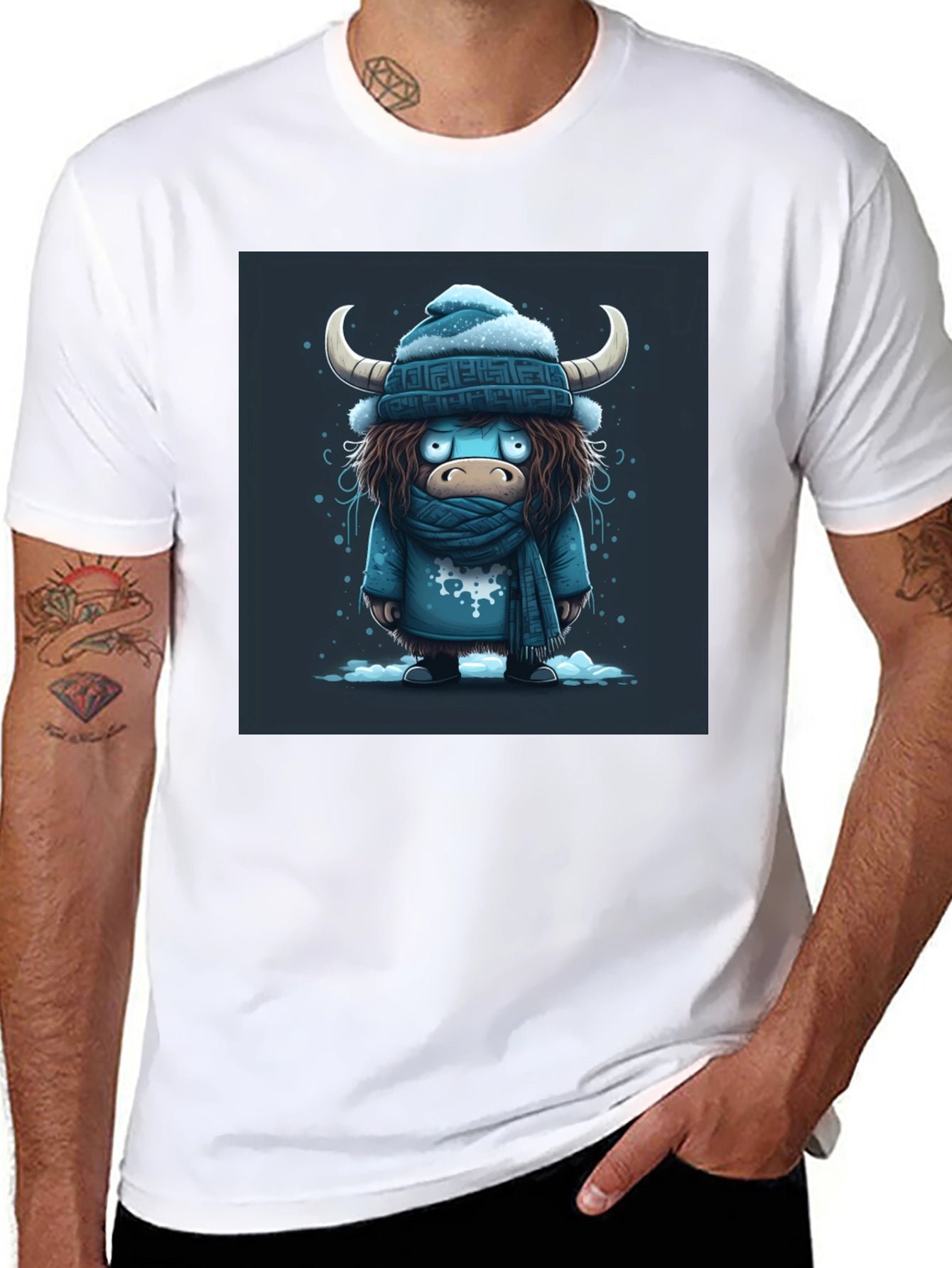 Winter Yak Graphic Tee - Black Cotton T-Shirt