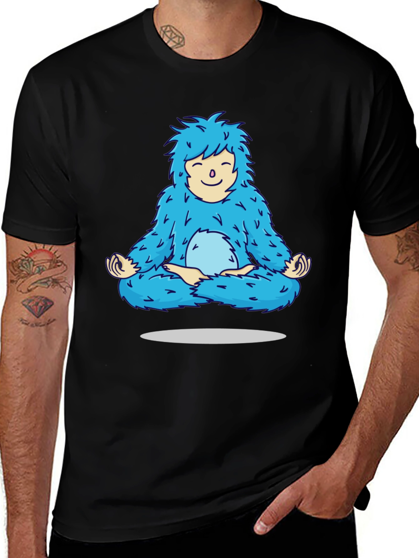 Zen Yeti T-Shirt - Meditating Blue Monster Tee