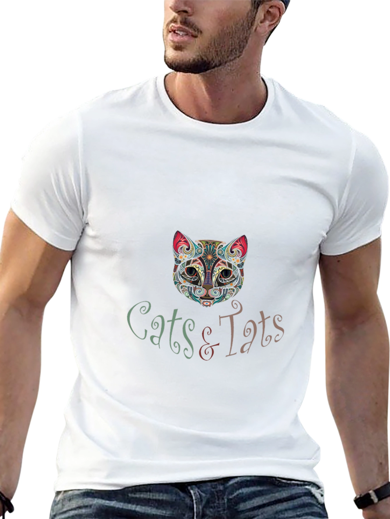 Cats & Tats Graphic T-Shirt - Unique Artistic Design