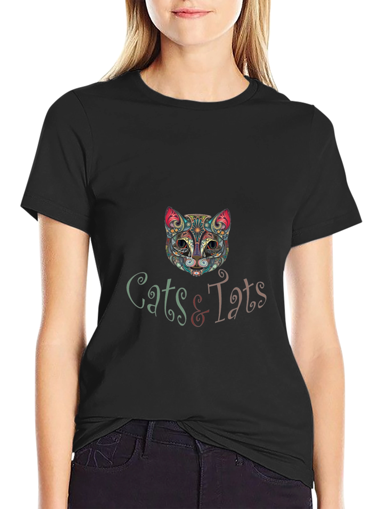 Cats & Tats Graphic T-Shirt - Unique Artistic Design