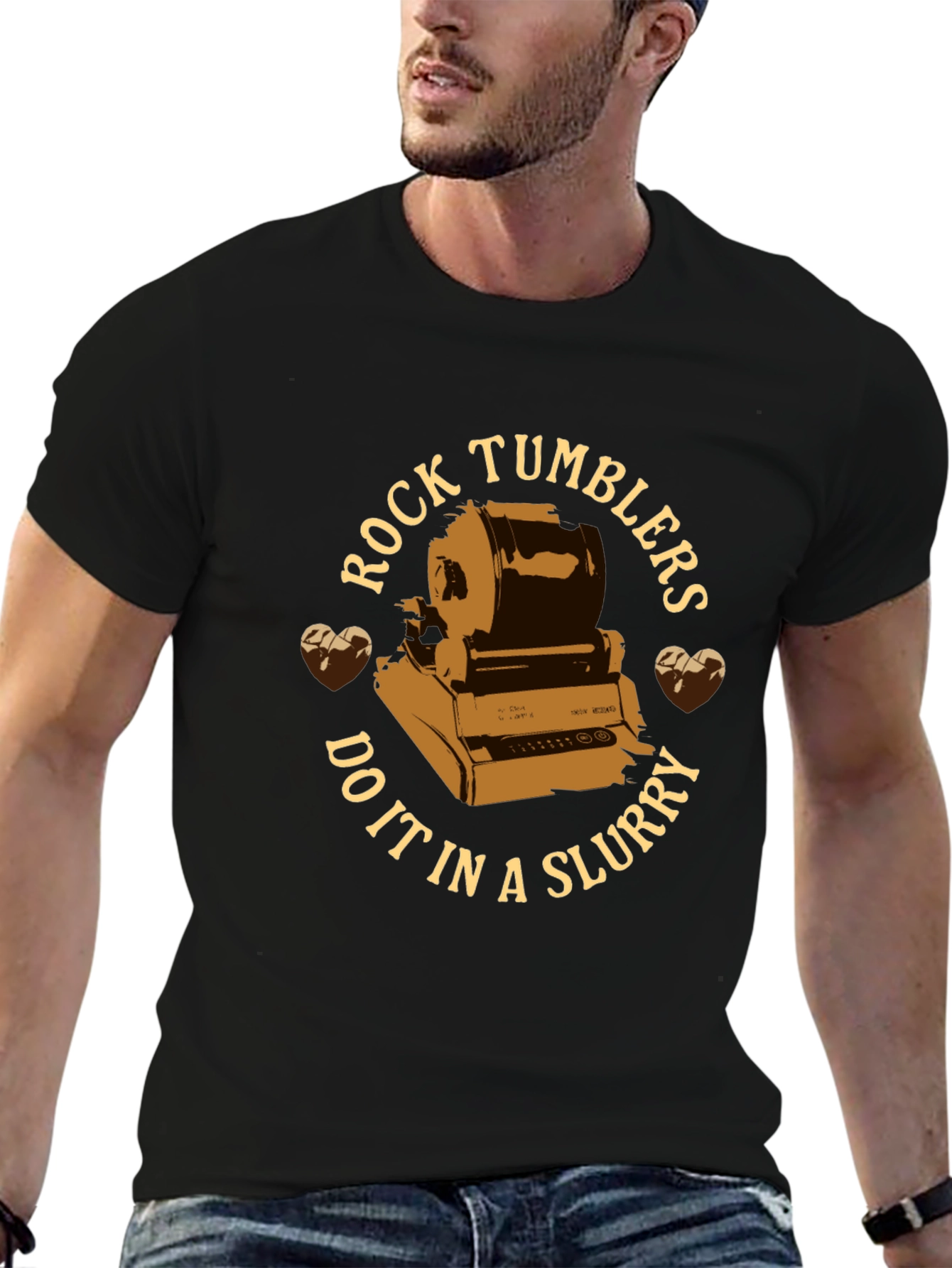 Rock Tumblers Do It In A Slurry Black T-Shirt