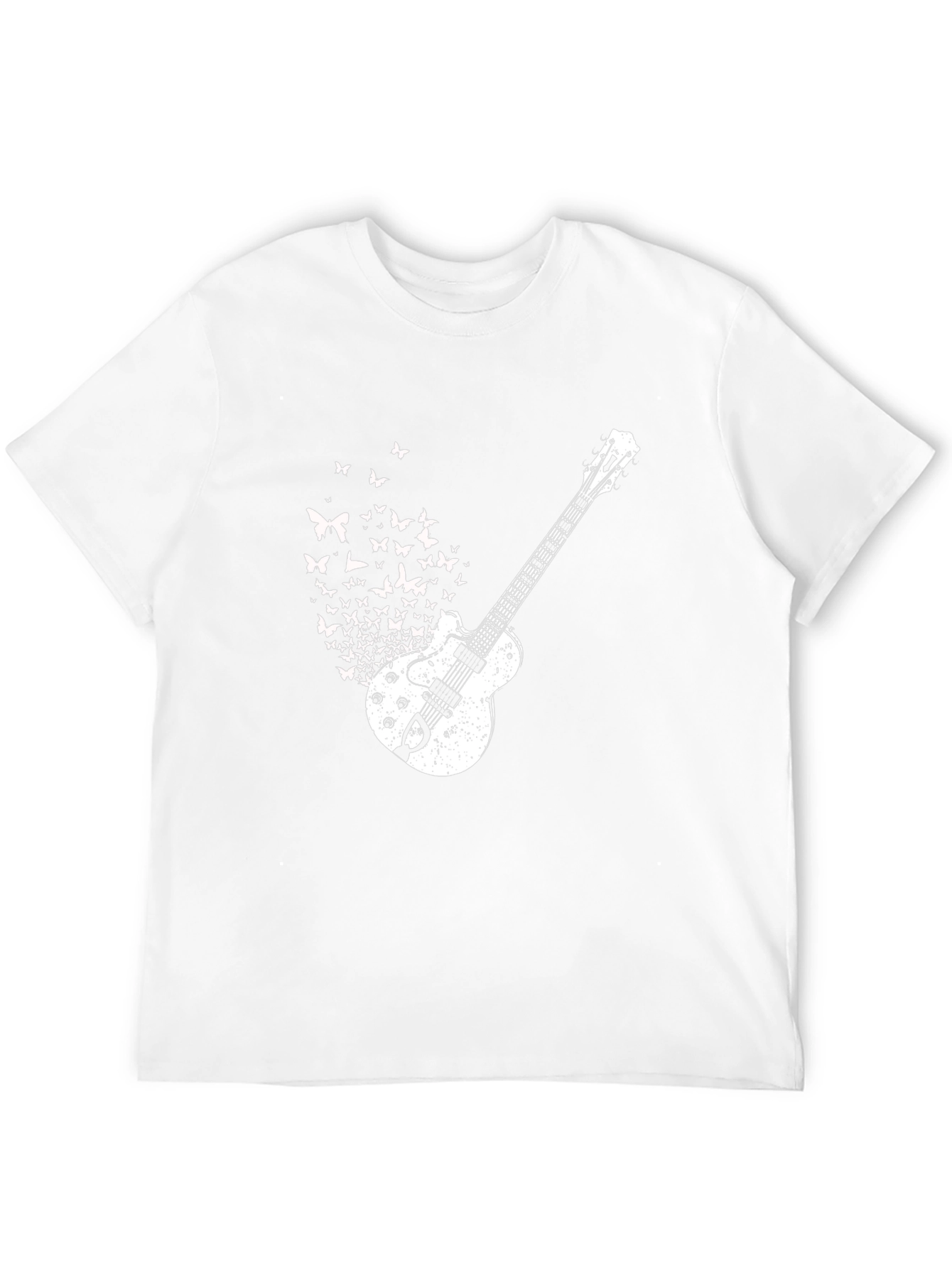Guitar Butterfly Graphic Tee - Black Cotton Shirt