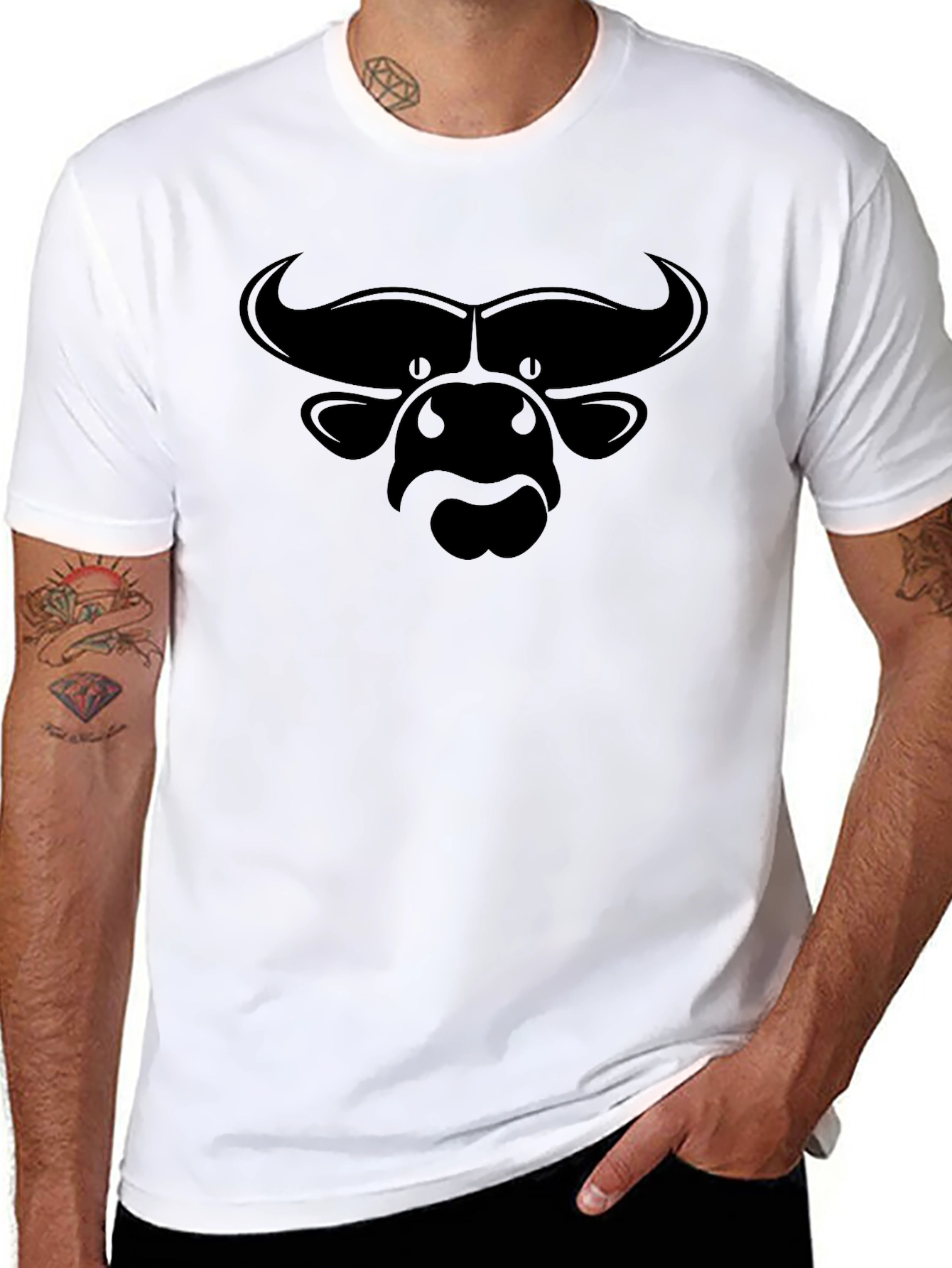Bull Silhouette Graphic Tee - Stylish Mens Black T-Shirt