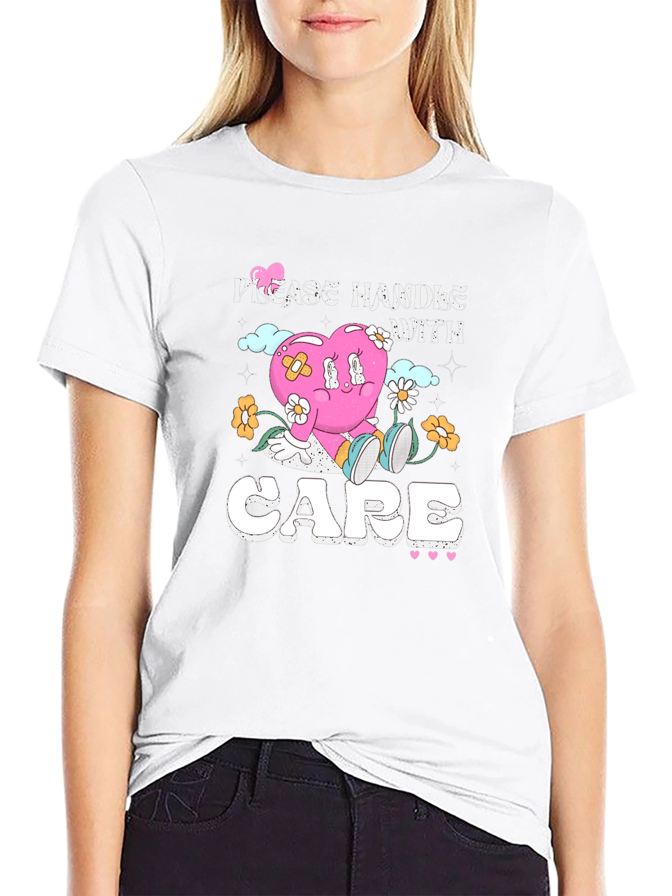 Handle With Care T-Shirt - Heart Graphic Tee