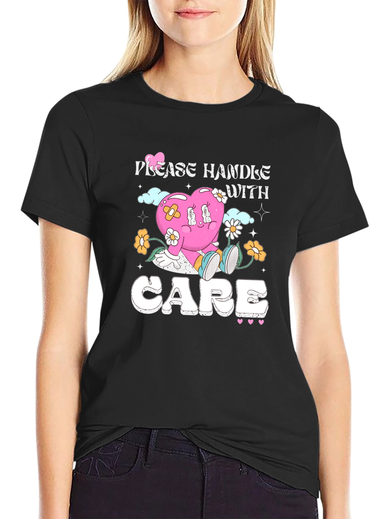 Handle With Care T-Shirt - Heart Graphic Tee