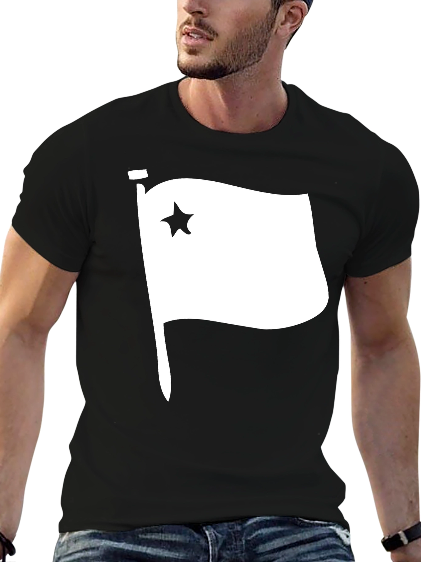 Star Flag Graphic T-Shirt - Black Cotton Tee
