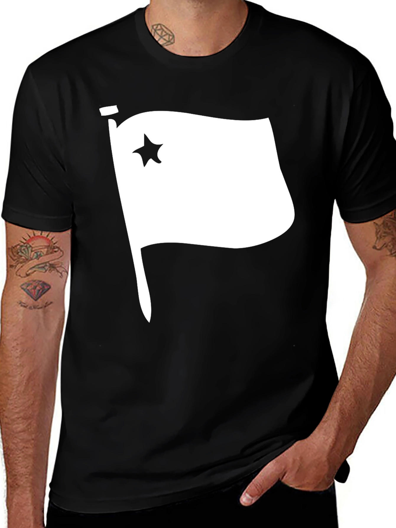 Star Flag Graphic T-Shirt - Black Cotton Tee