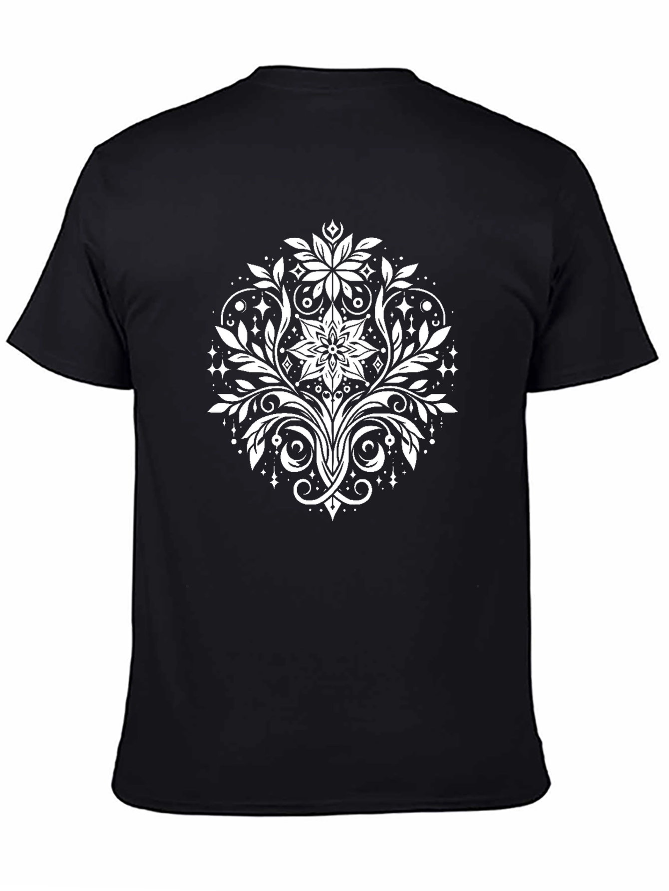 Floral Ornament Black T-Shirt