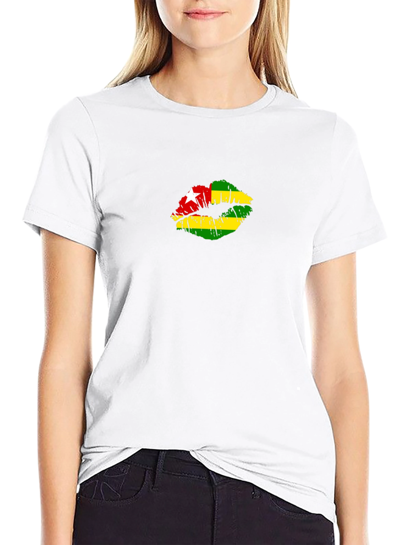 Togo Flag Lips Black T-Shirt