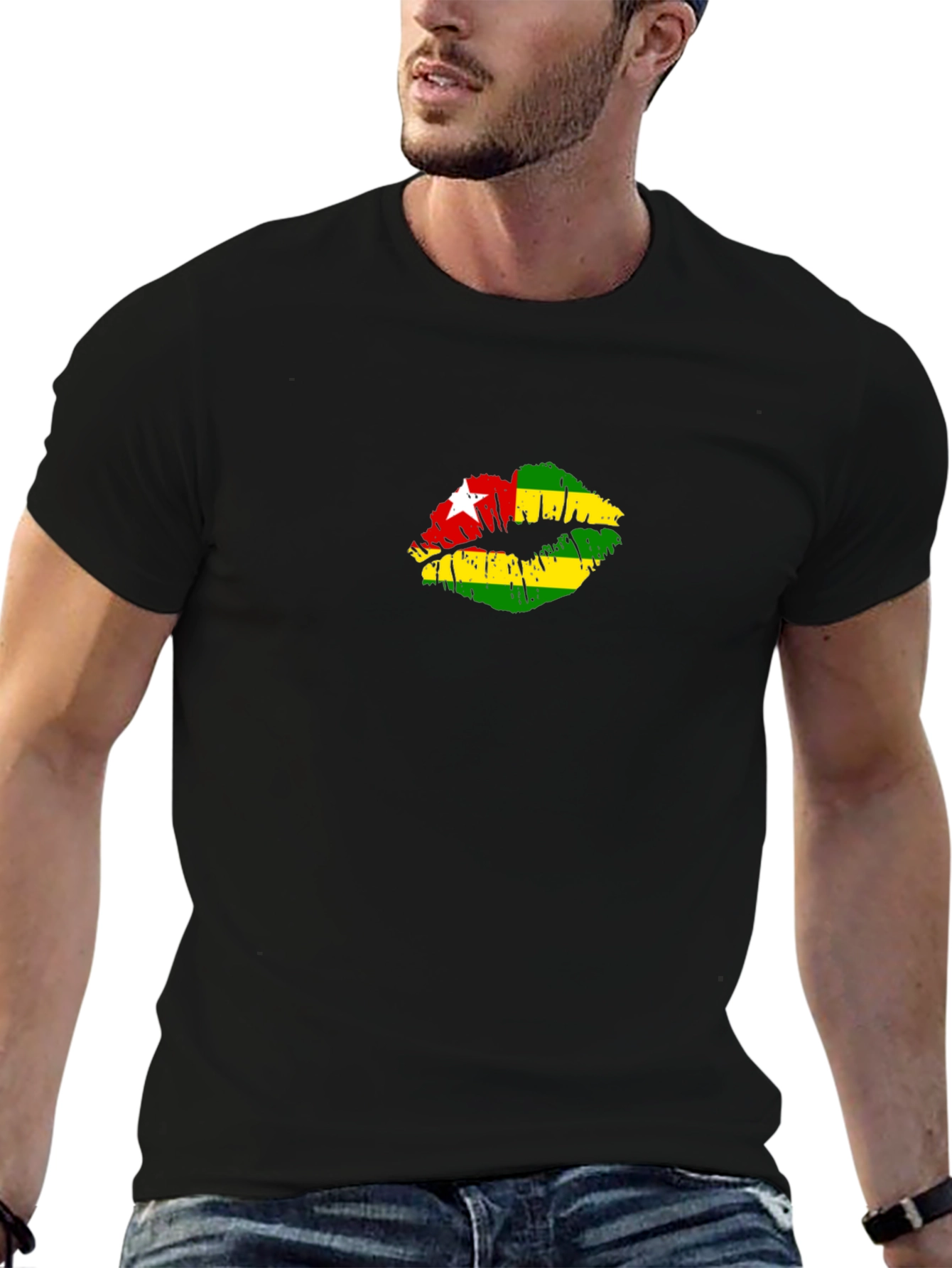 Togo Flag Lips Black T-Shirt