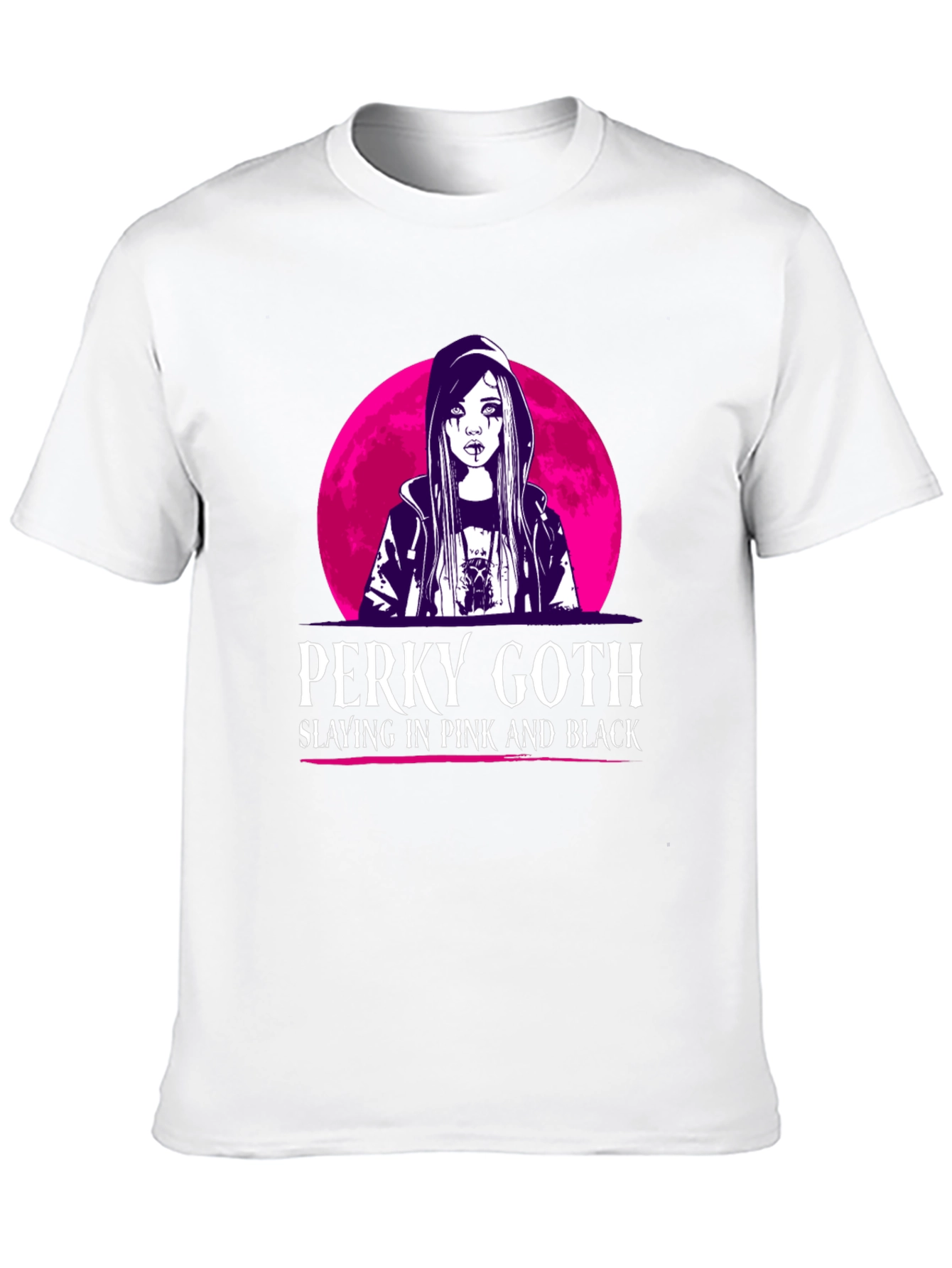 Perky Goth Black T-Shirt - Pink & Black Design