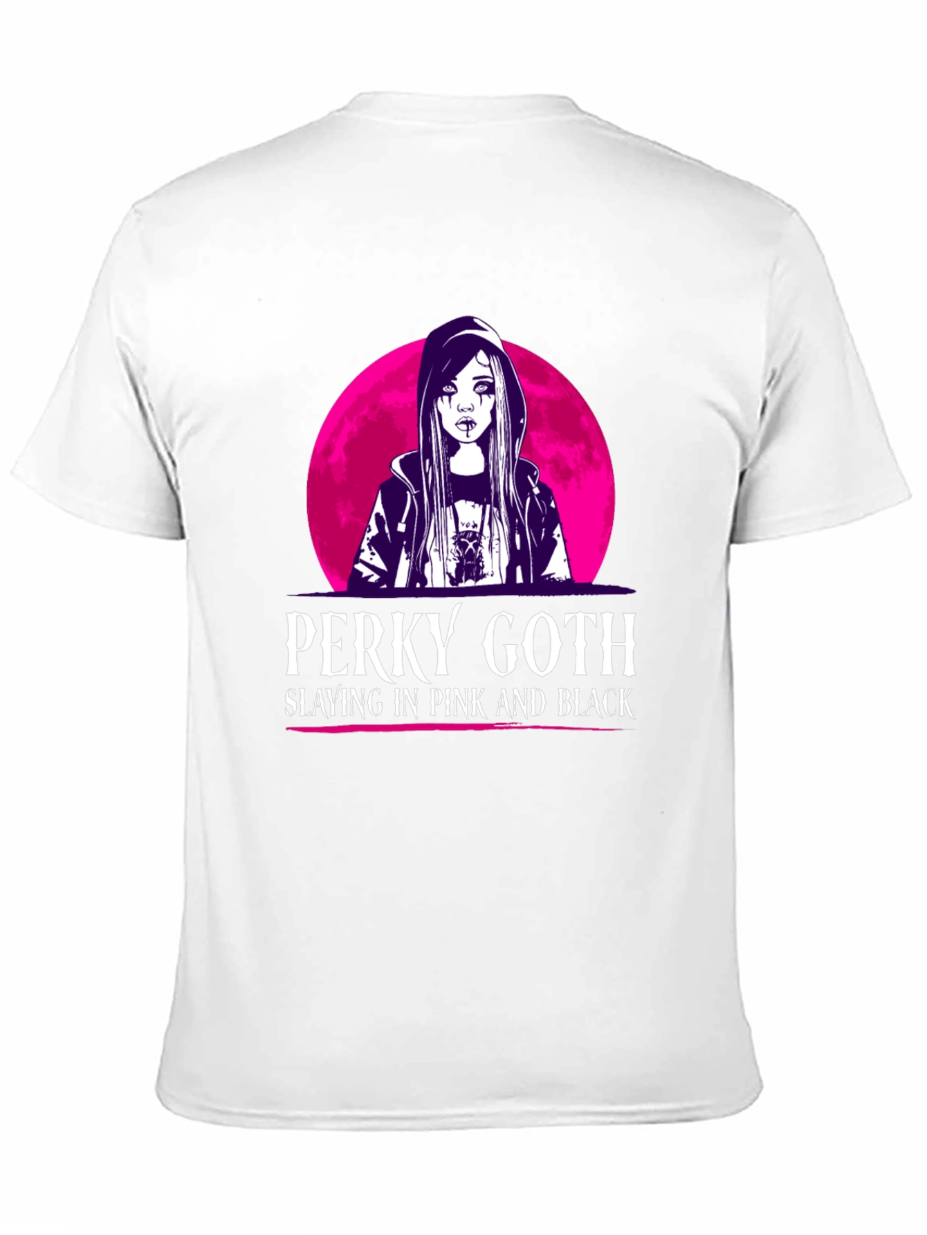 Perky Goth Black T-Shirt - Pink & Black Design