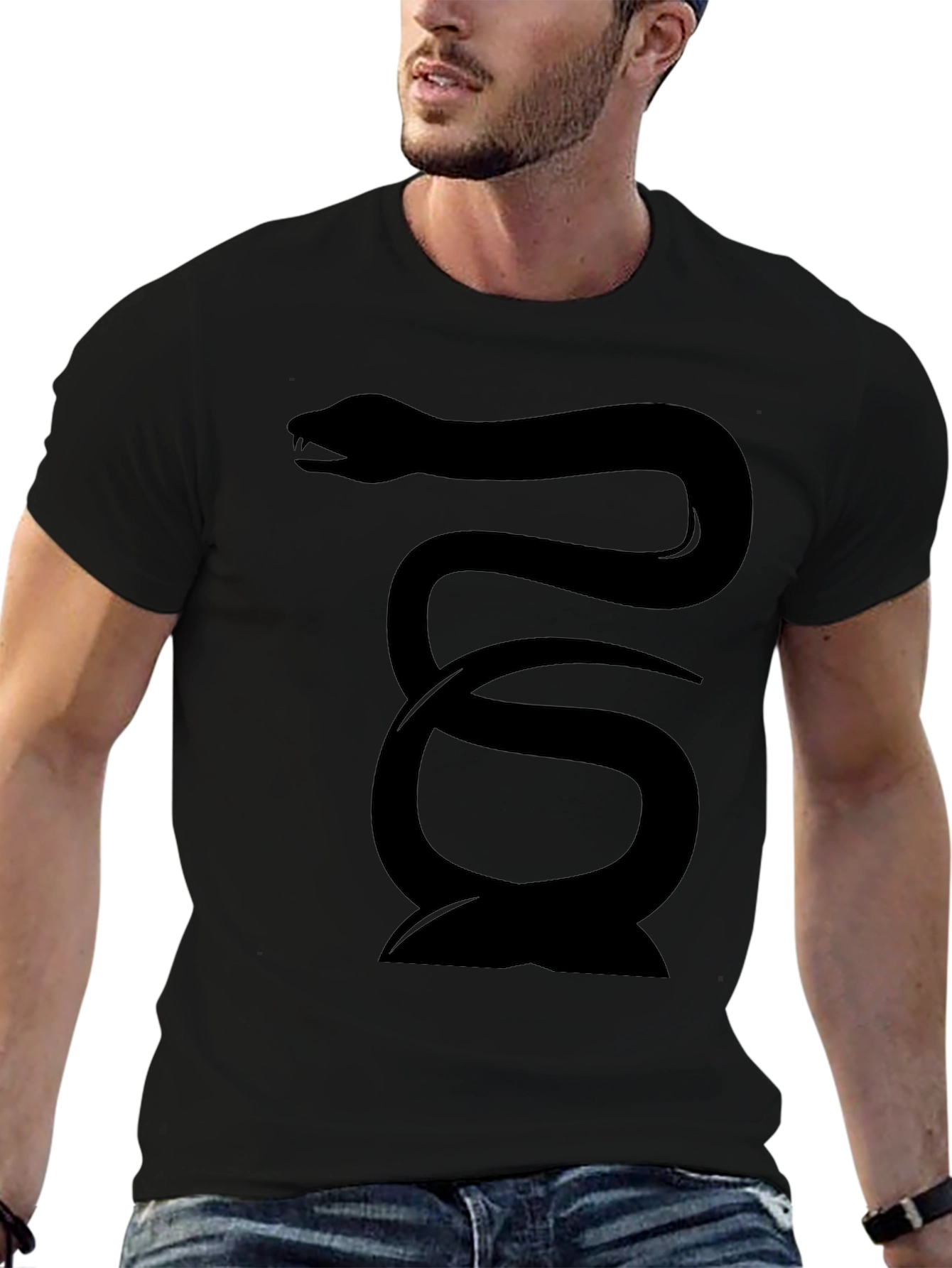 Black Snake Graphic Tee - Mens Fashion
