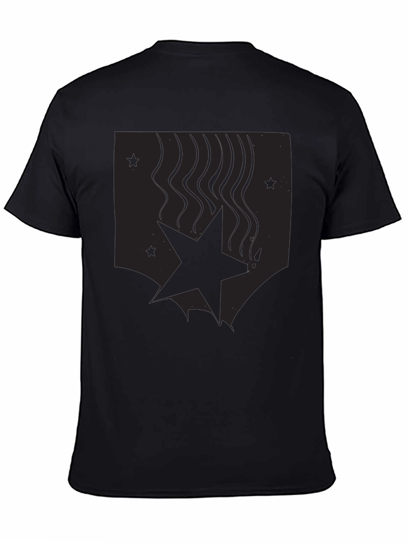 Mens Black Graphic Tee - Star Design