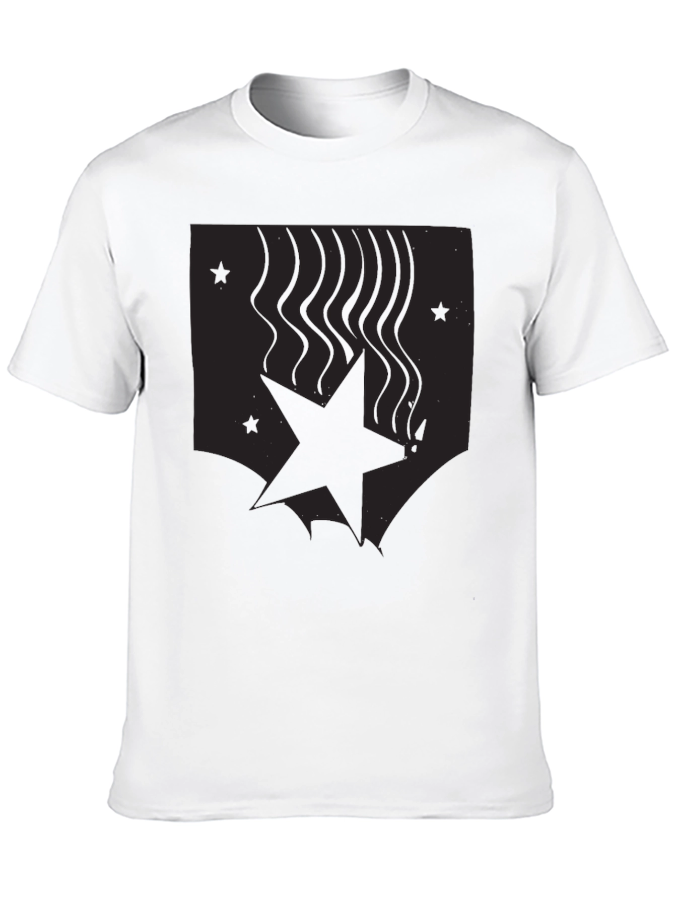Mens Black Graphic Tee - Star Design