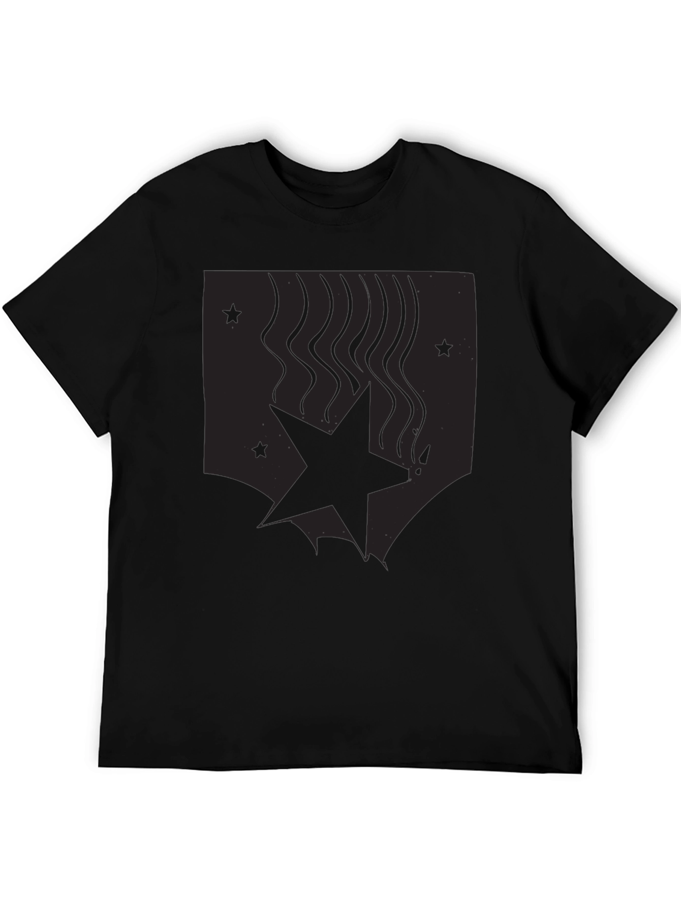 Mens Black Graphic Tee - Star Design