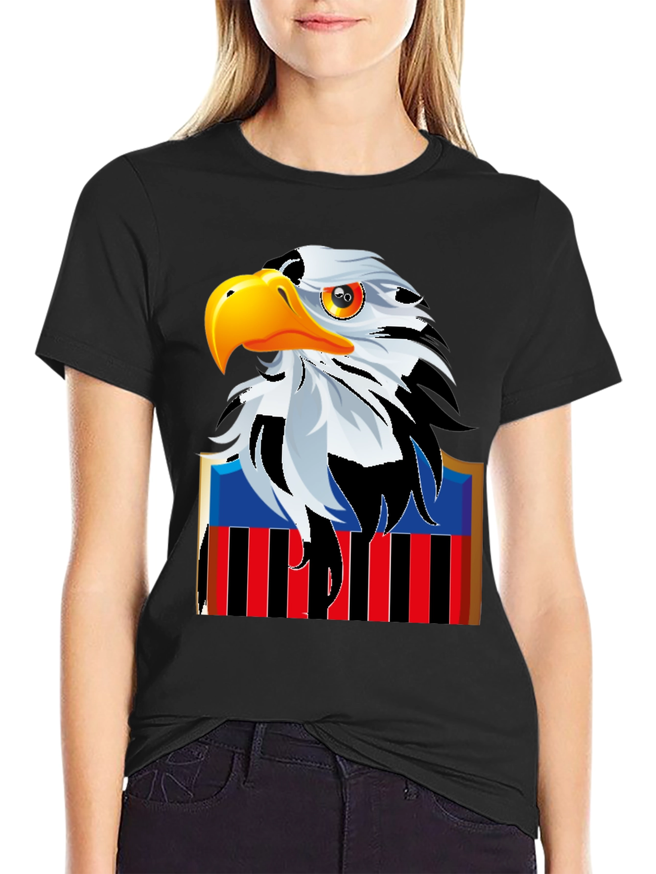 Eagle Graphic Print Black T-Shirt