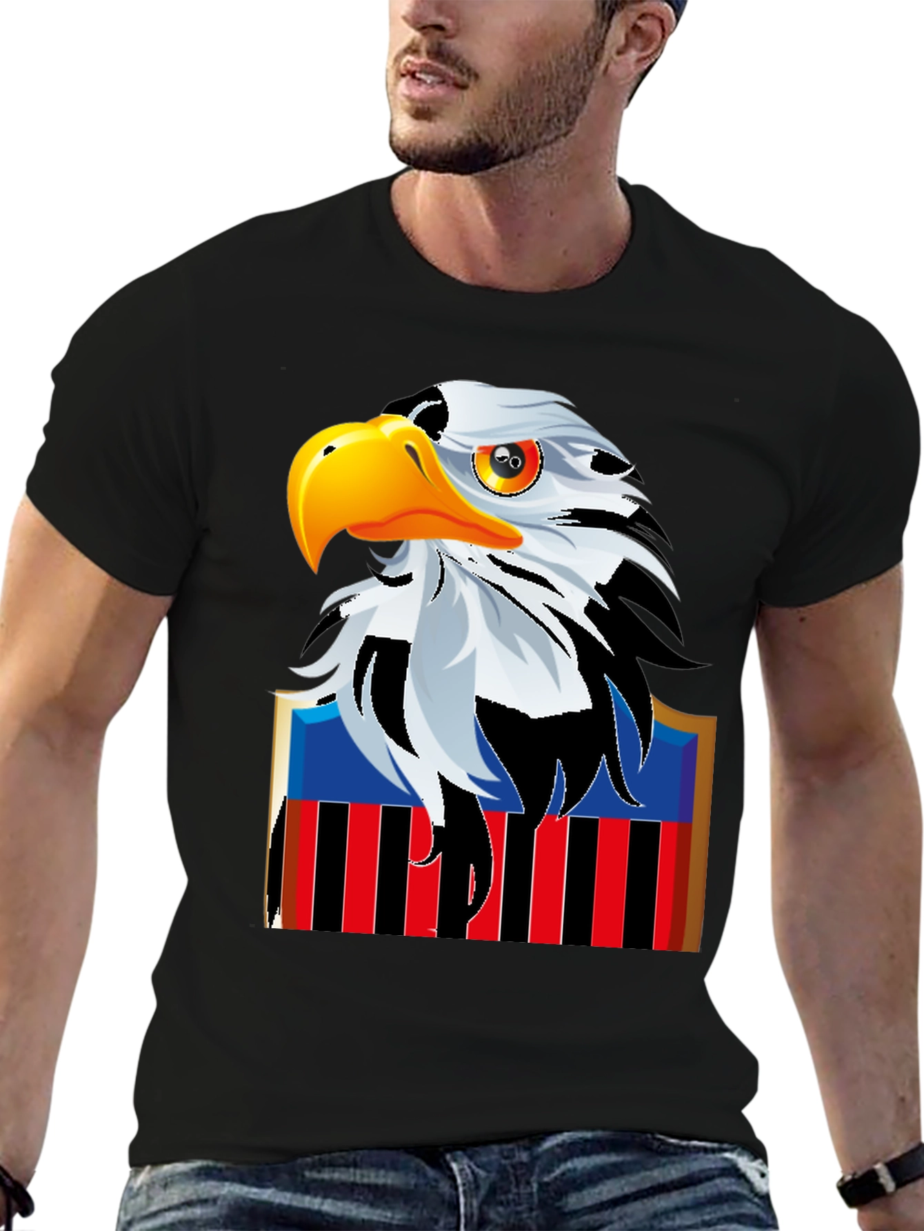 Eagle Graphic Print Black T-Shirt