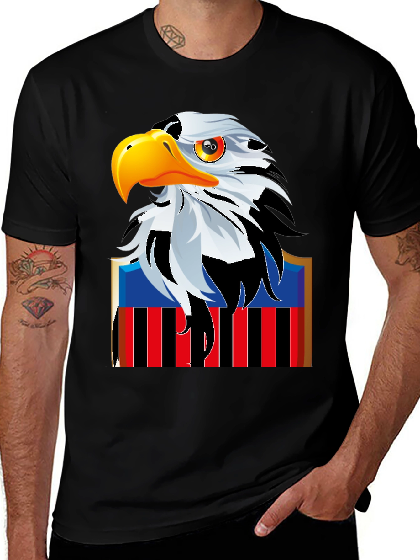 Eagle Graphic Print Black T-Shirt