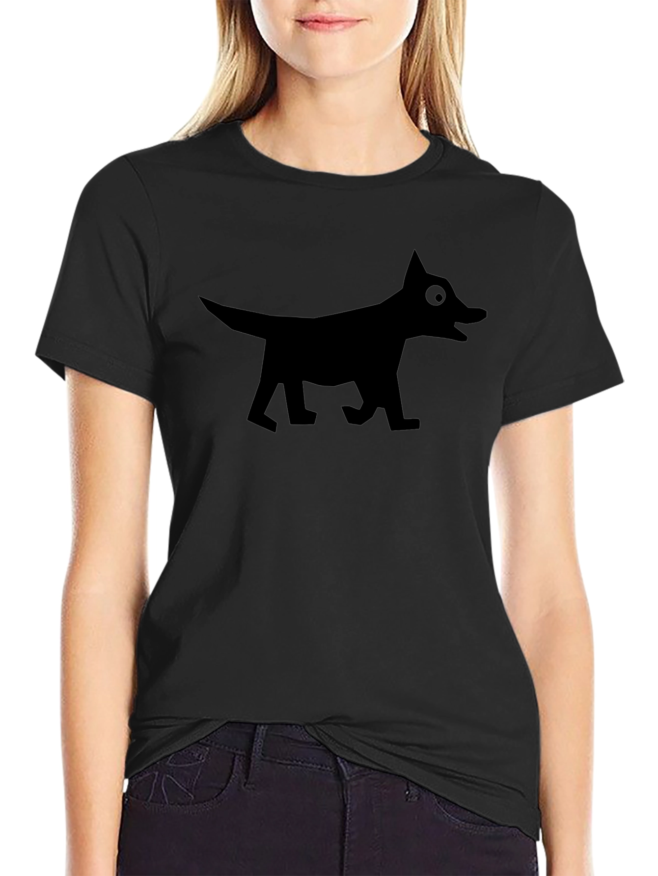 Dog Graphic Tee - Stylish Black Cotton T-Shirt
