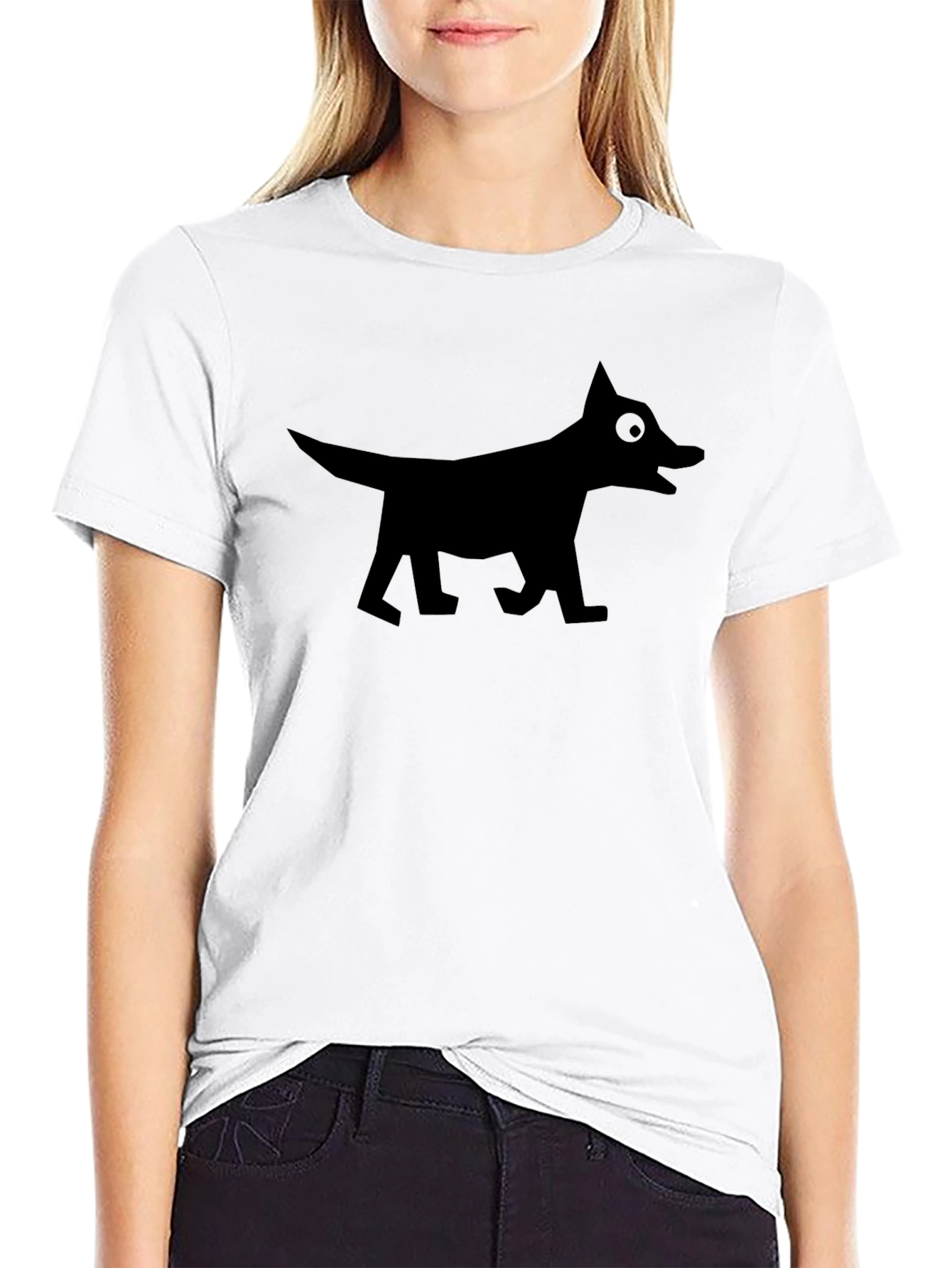 Dog Graphic Tee - Stylish Black Cotton T-Shirt