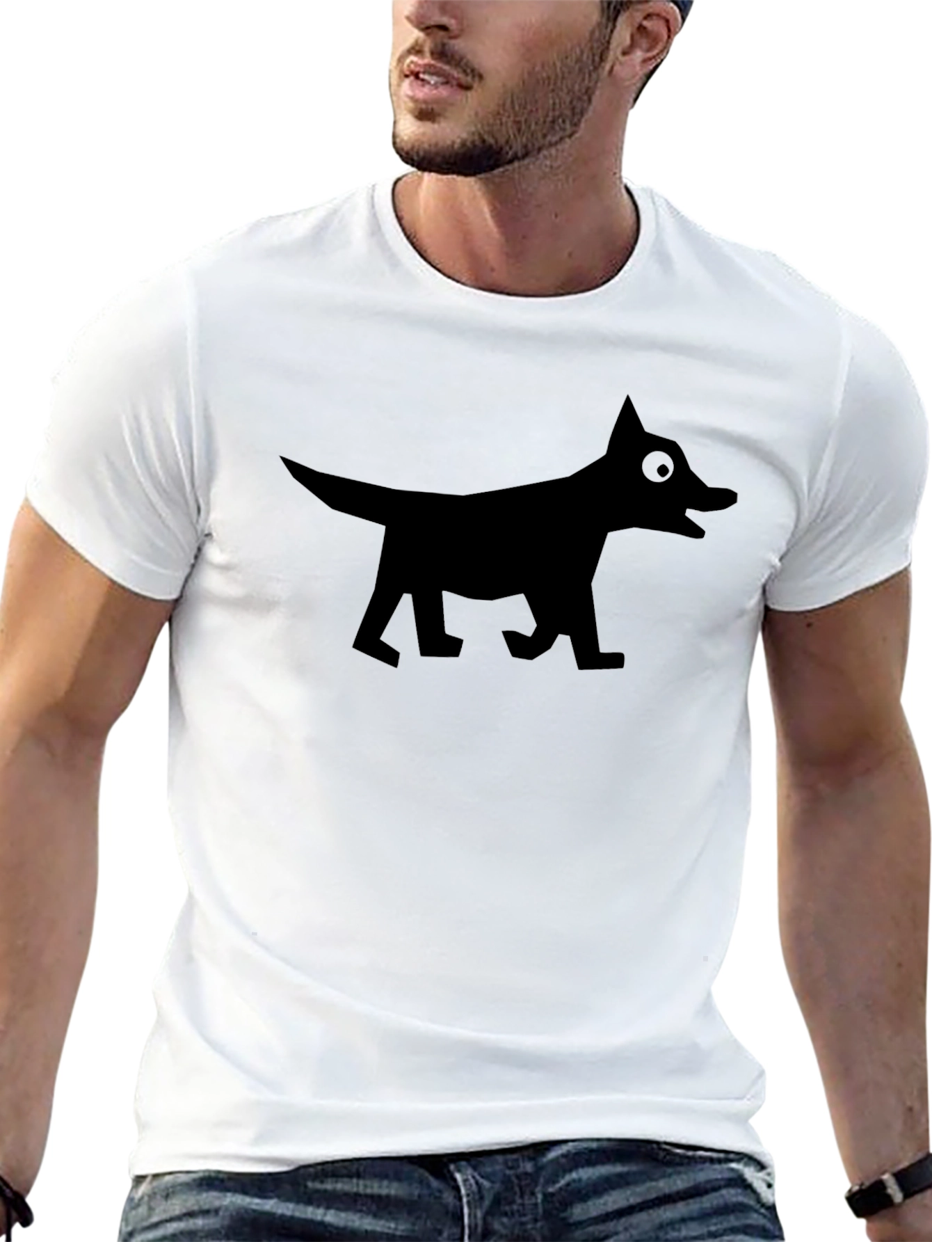 Dog Graphic Tee - Stylish Black Cotton T-Shirt