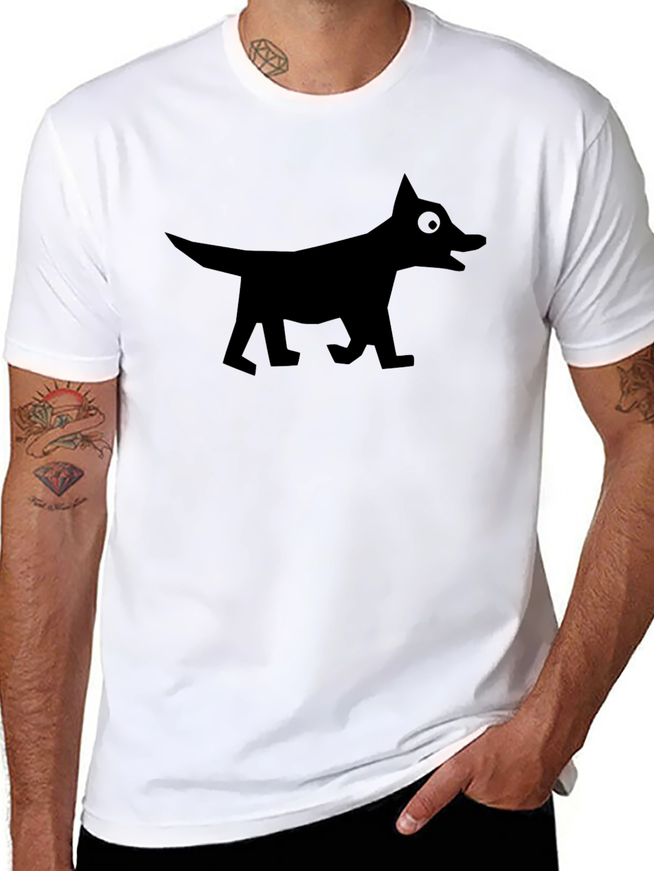 Dog Graphic Tee - Stylish Black Cotton T-Shirt