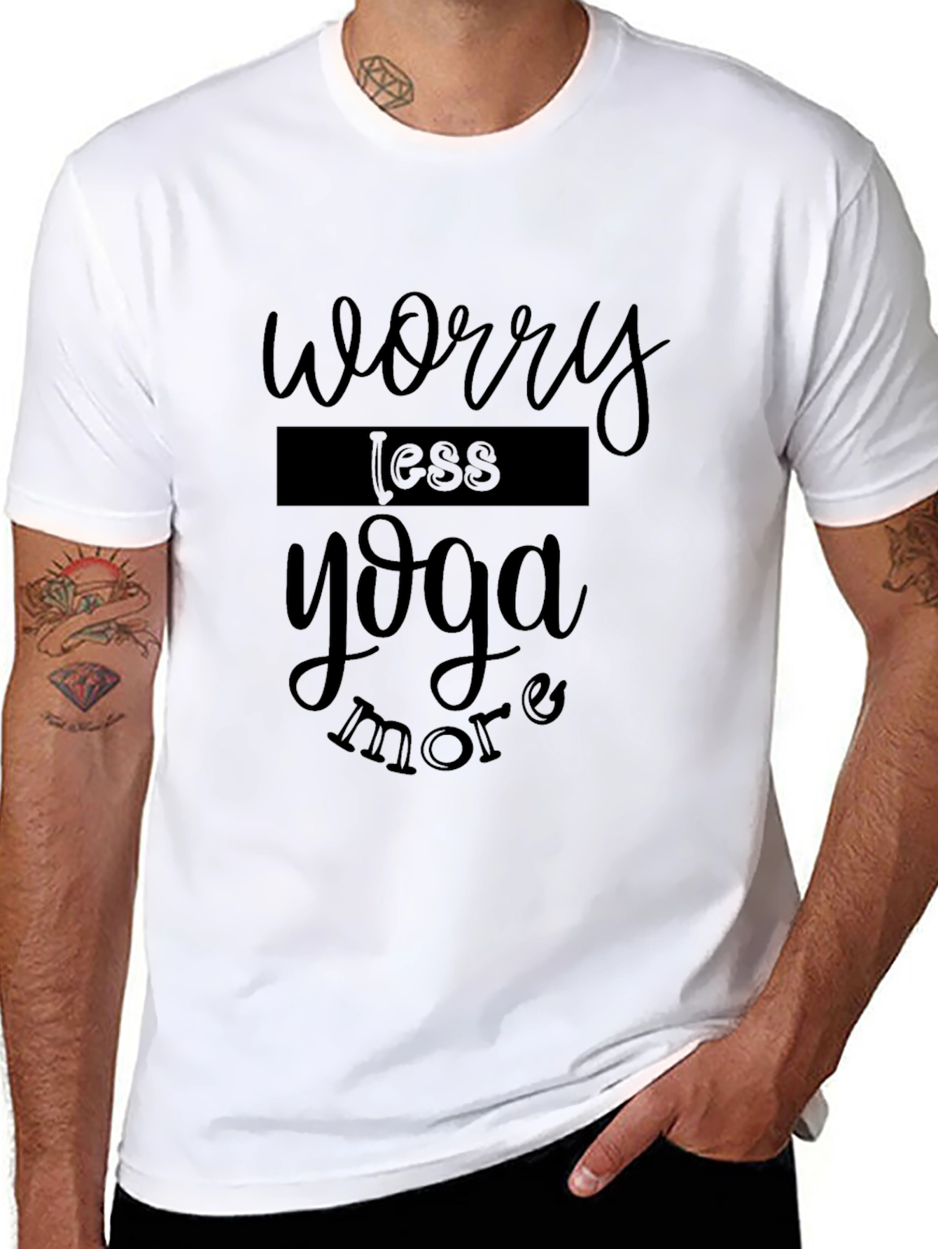 Worry Less Yoga More Black Graphic T-Shirt