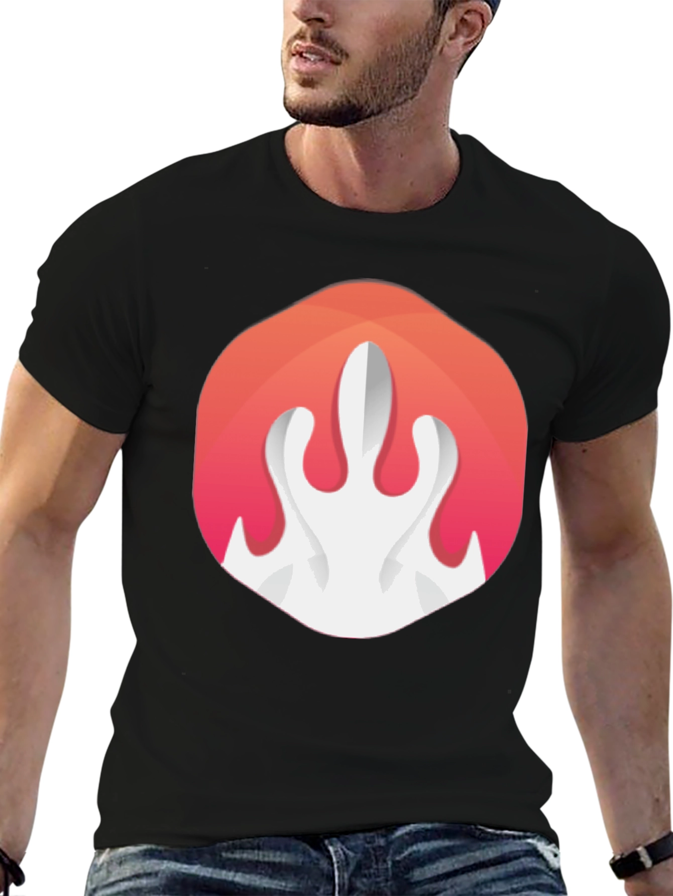 Flame Logo Black T-Shirt - Stylish Graphic Tee
