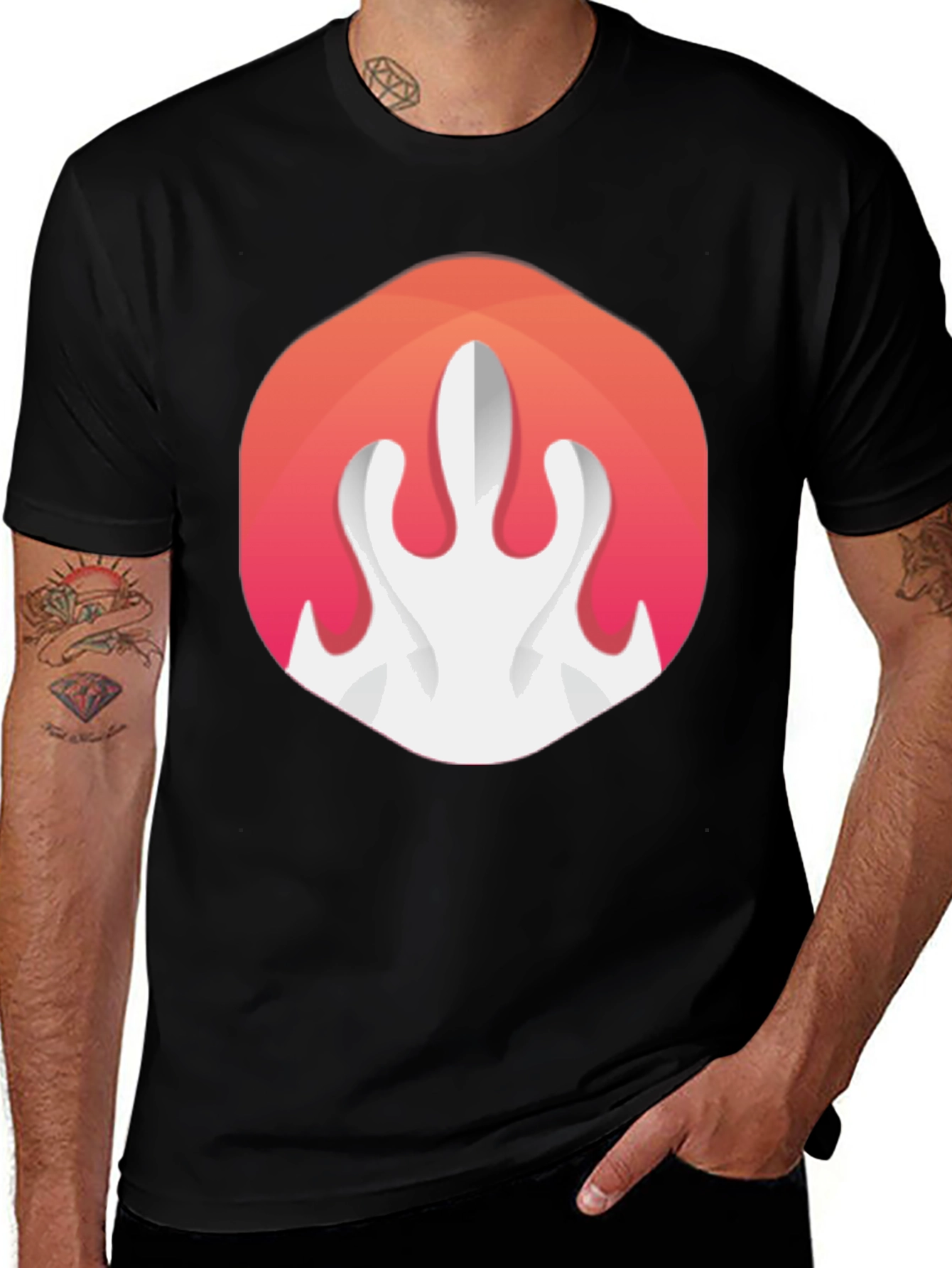 Flame Logo Black T-Shirt - Stylish Graphic Tee