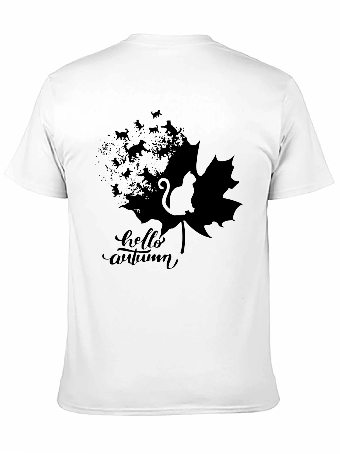 Hello Autumn Black Cat Graphic T-Shirt