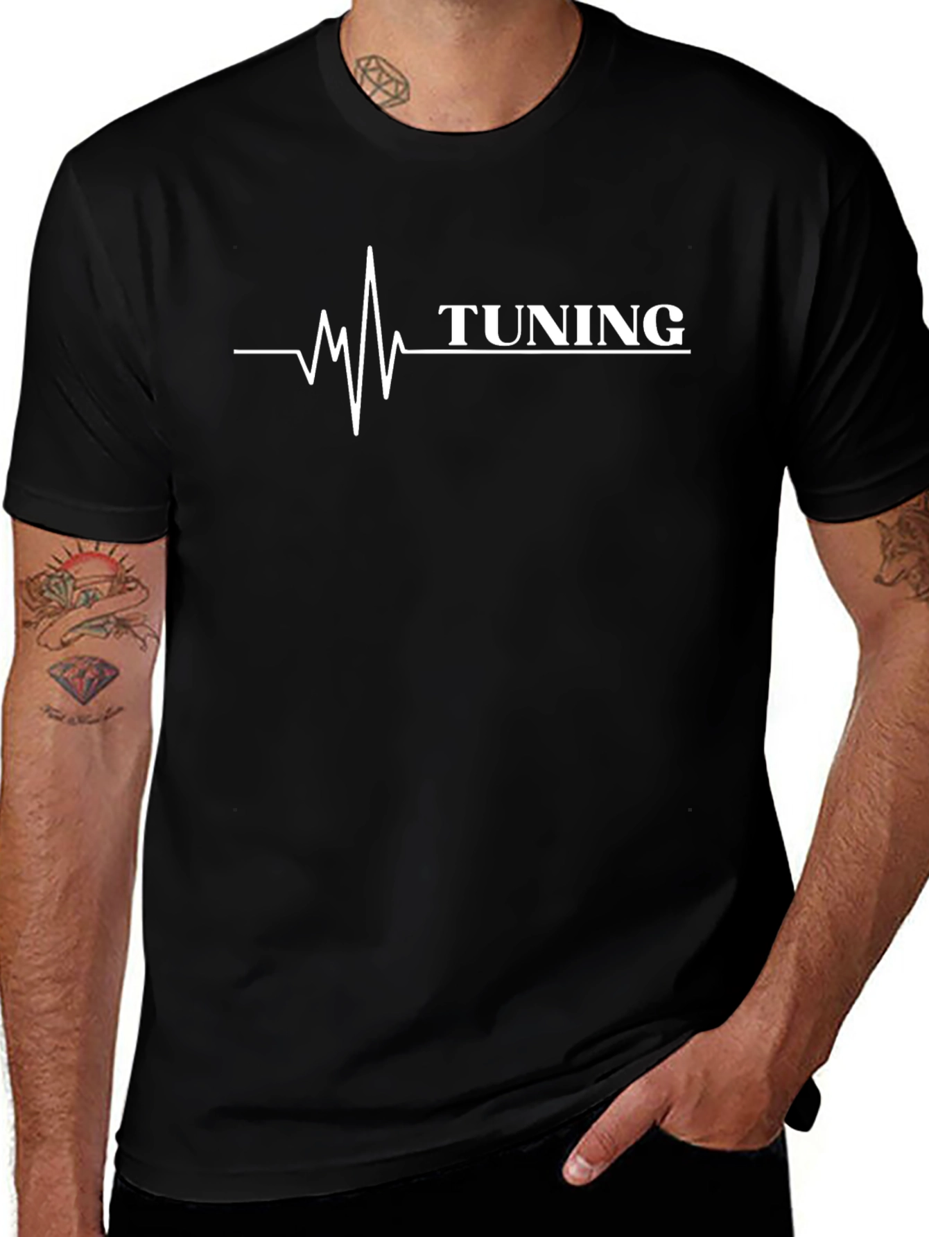 Tuning Heartbeat T-Shirt - Black Cotton Graphic Tee