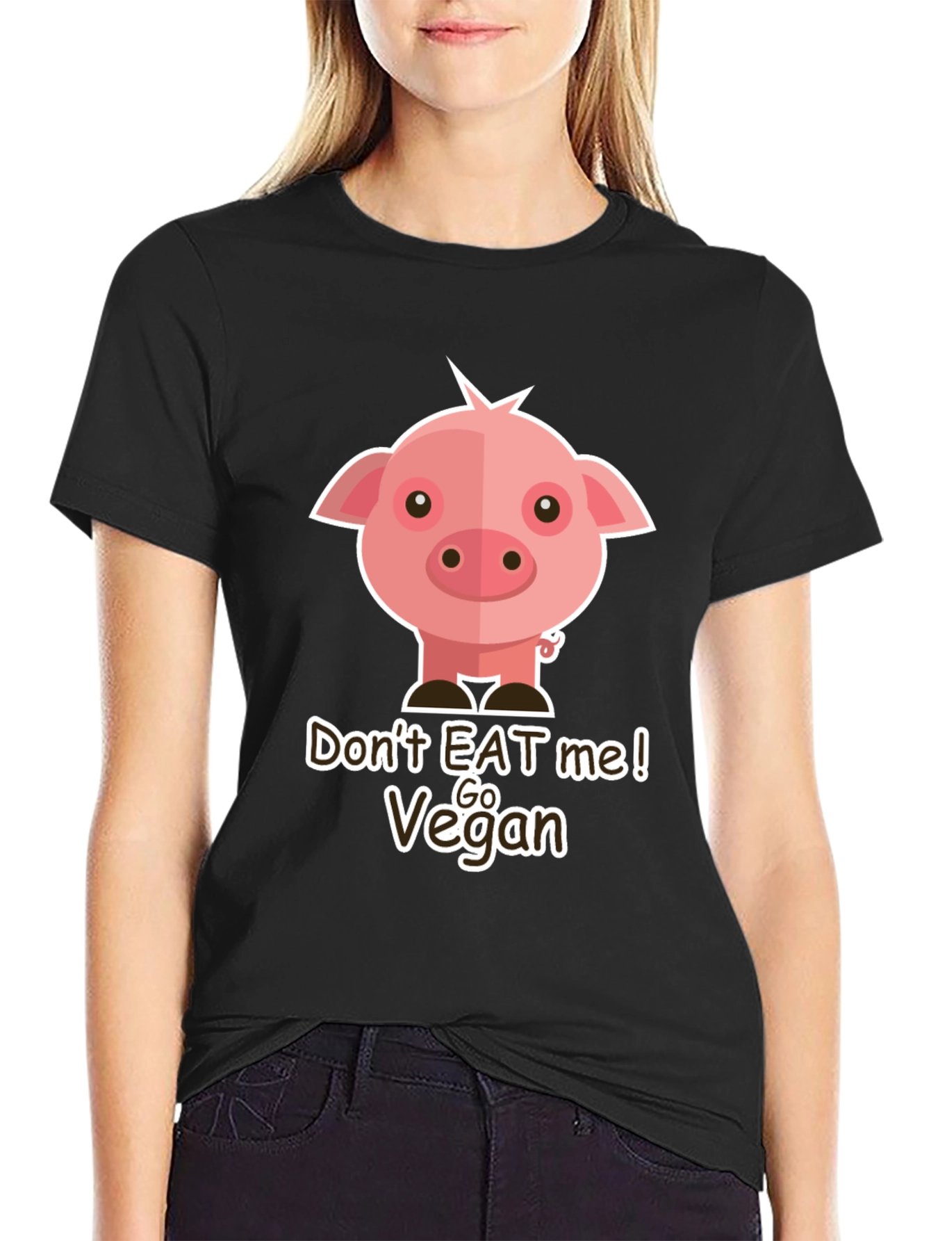 Go Vegan Pig Graphic T-Shirt - Animal Lover Tee