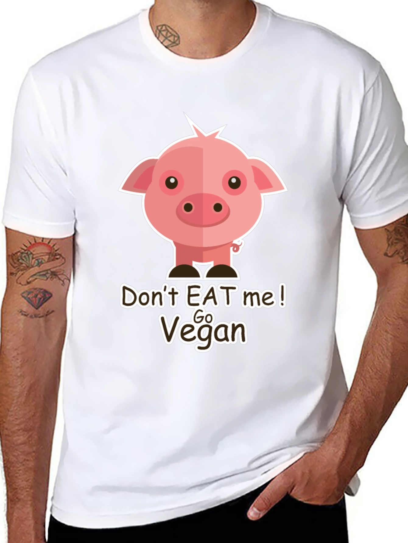 Go Vegan Pig Graphic T-Shirt - Animal Lover Tee
