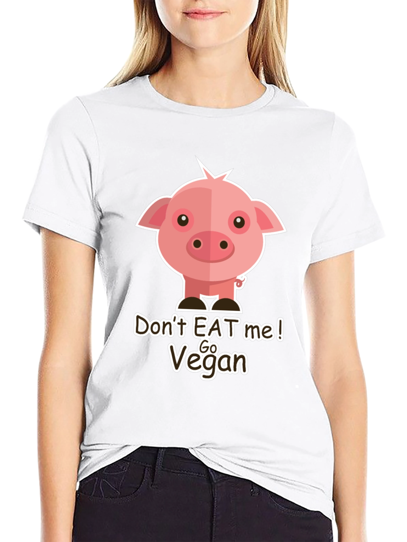 Go Vegan Pig Graphic T-Shirt - Animal Lover Tee
