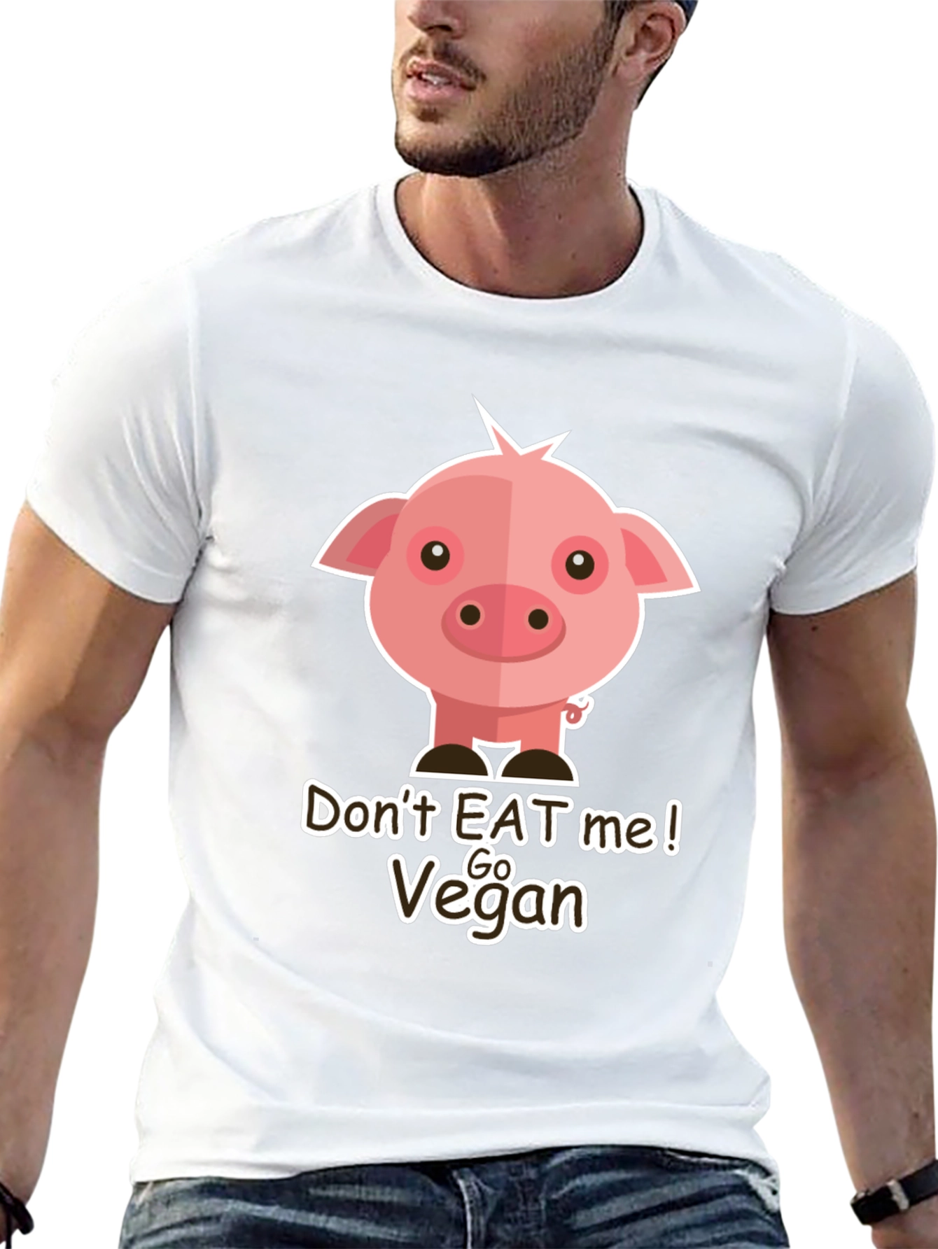Go Vegan Pig Graphic T-Shirt - Animal Lover Tee
