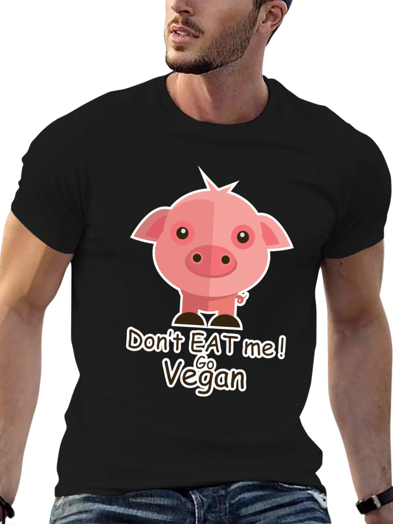 Go Vegan Pig Graphic T-Shirt - Animal Lover Tee
