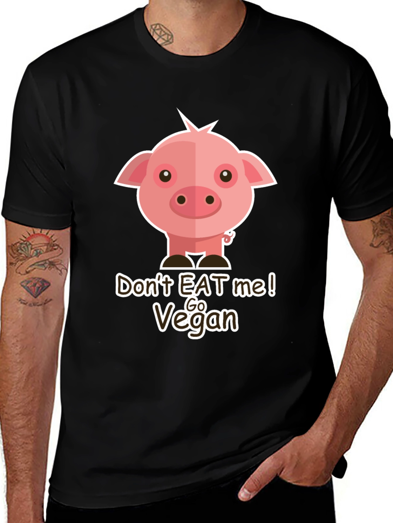 Go Vegan Pig Graphic T-Shirt - Animal Lover Tee