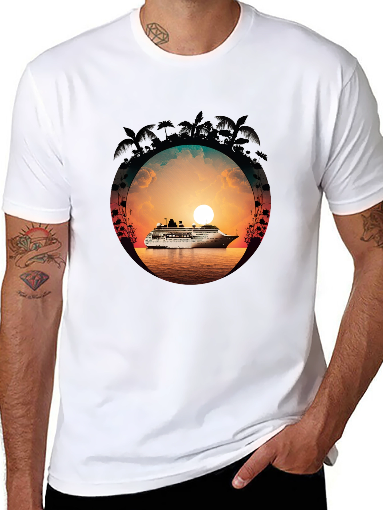 Sunset Cruise Graphic Tee - Tropical Vacation Shirt