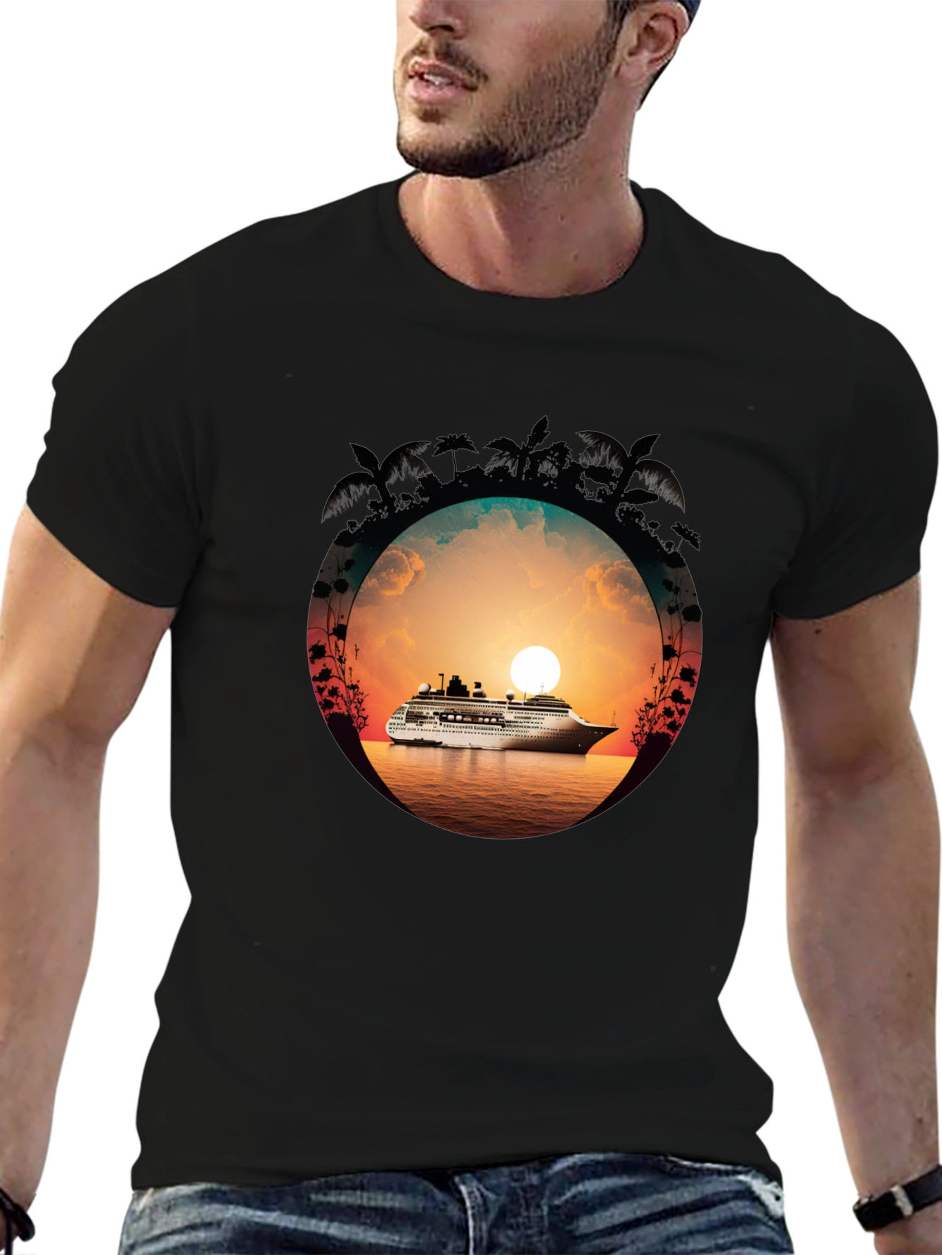 Sunset Cruise Graphic Tee - Tropical Vacation Shirt