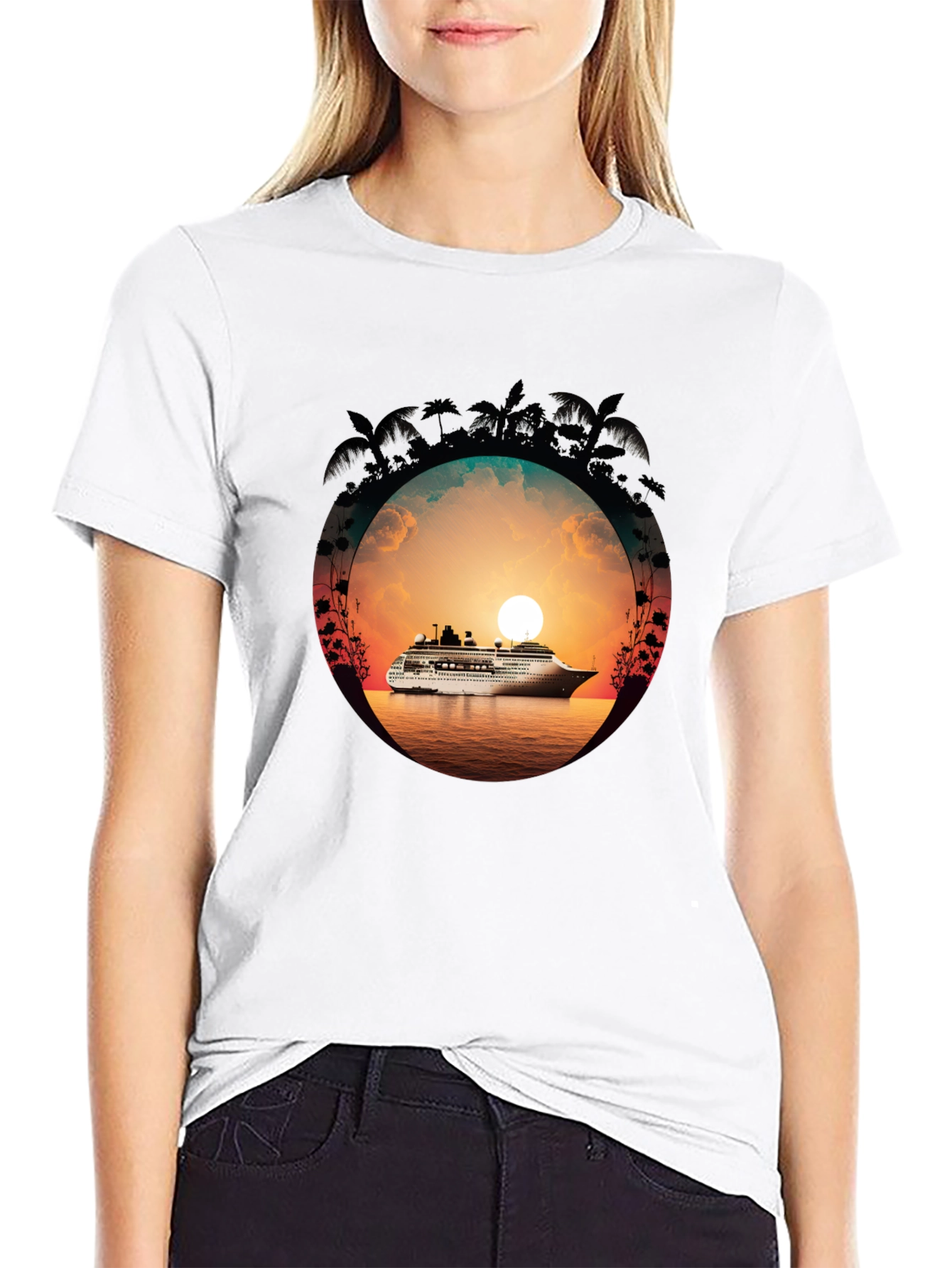 Sunset Cruise Graphic Tee - Tropical Vacation Shirt