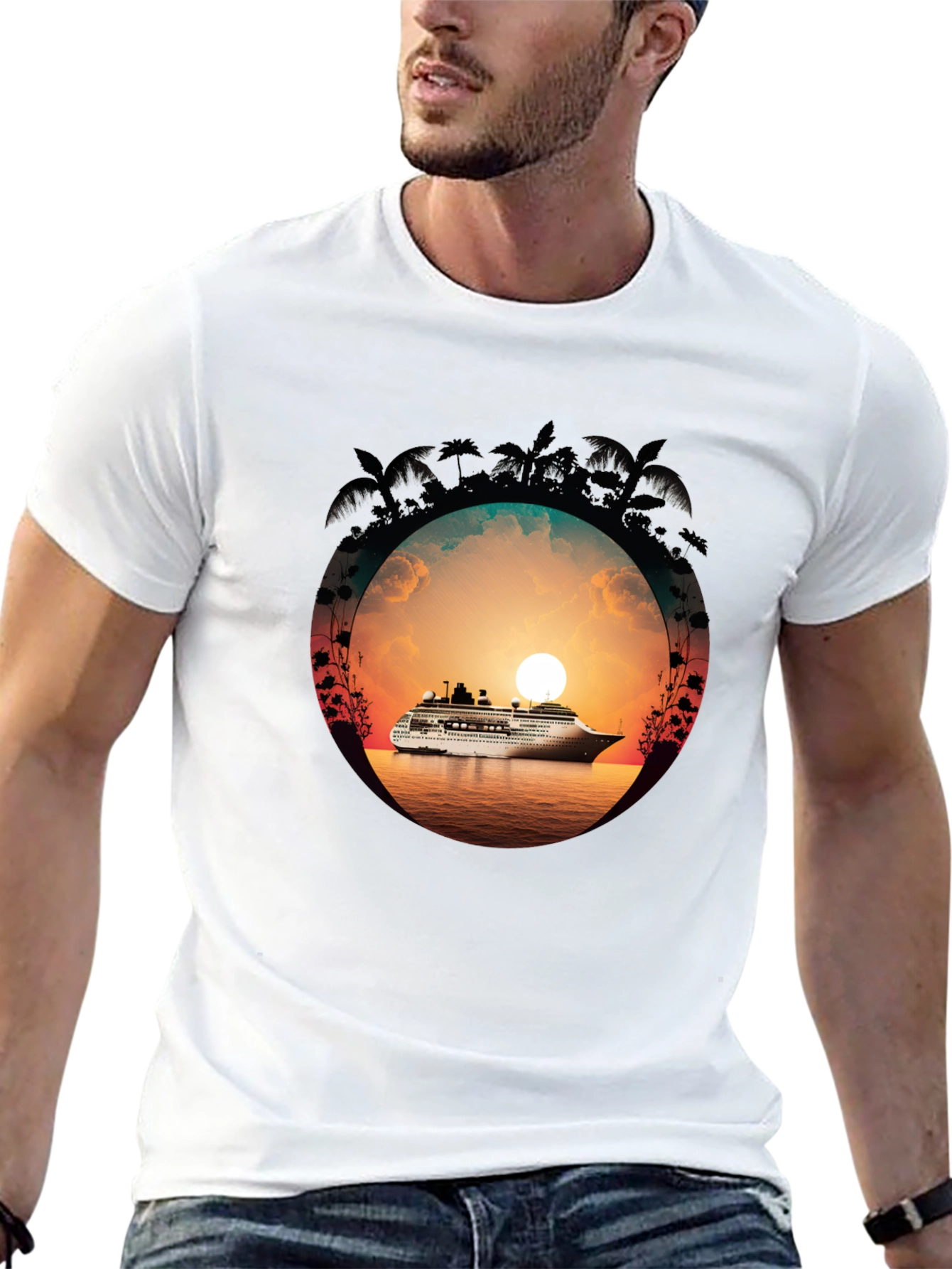 Sunset Cruise Graphic Tee - Tropical Vacation Shirt