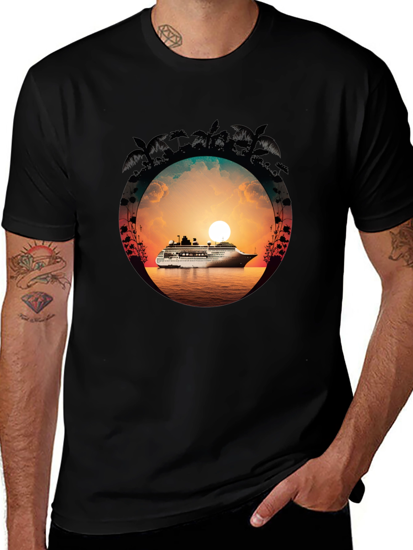 Sunset Cruise Graphic Tee - Tropical Vacation Shirt