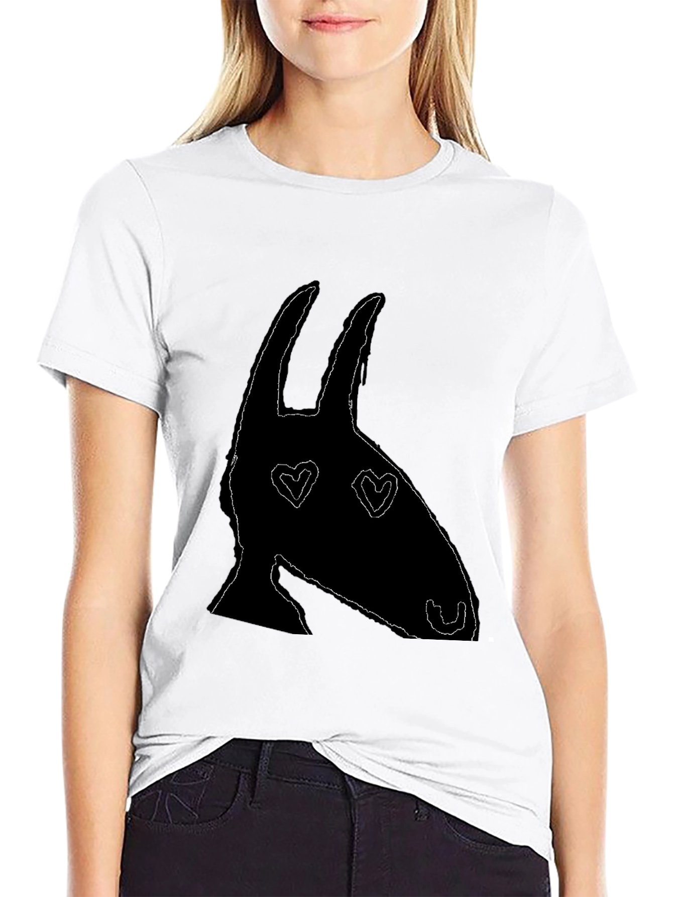 Heart Eyes Animal Silhouette Black Graphic Tee