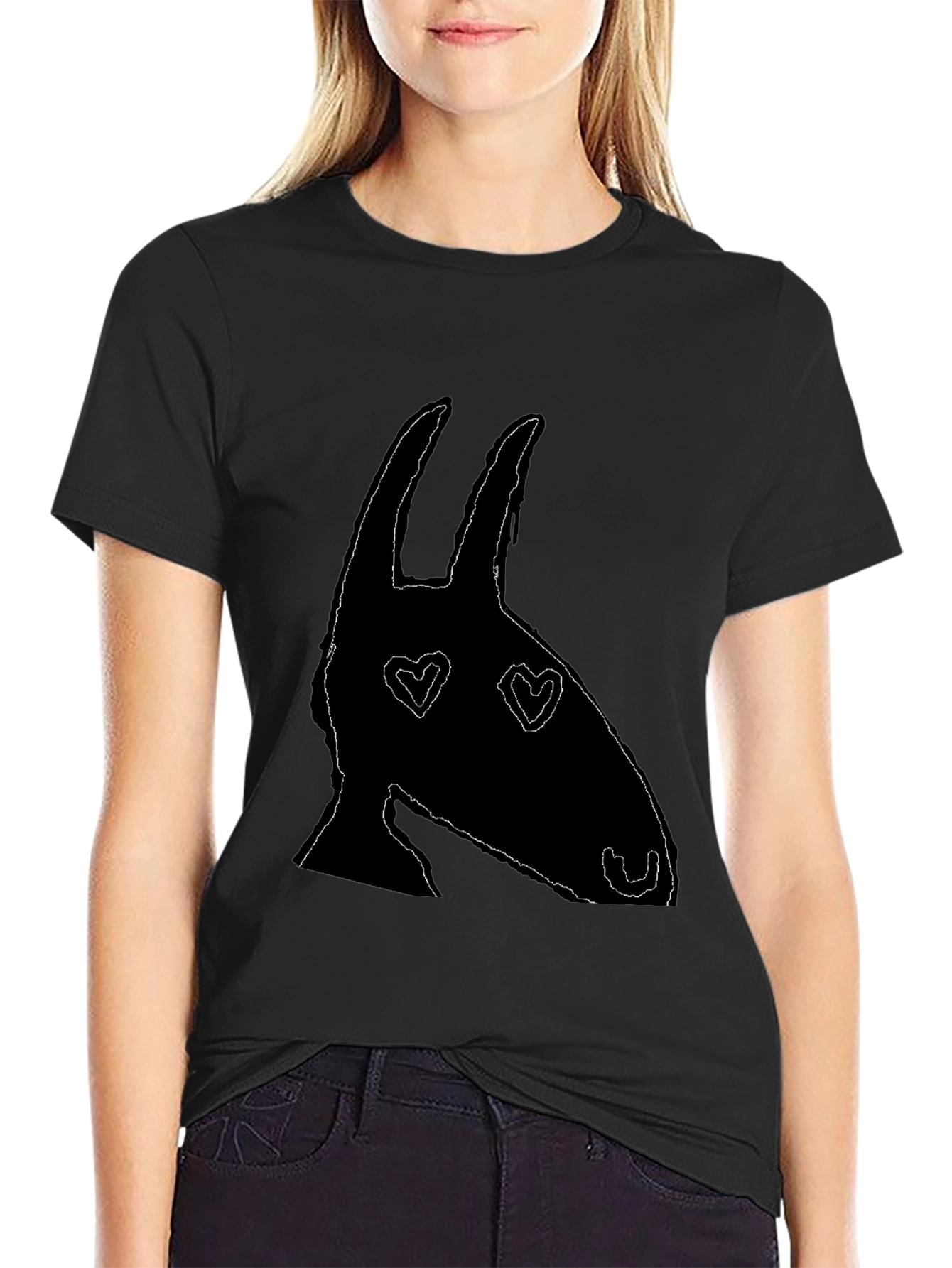 Heart Eyes Animal Silhouette Black Graphic Tee